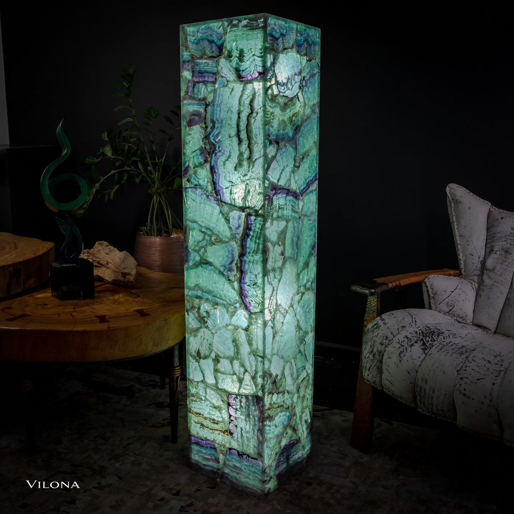 Fluorite Floor Lamp - Medium - 55"H x 11.5"W - Square - (12/19)