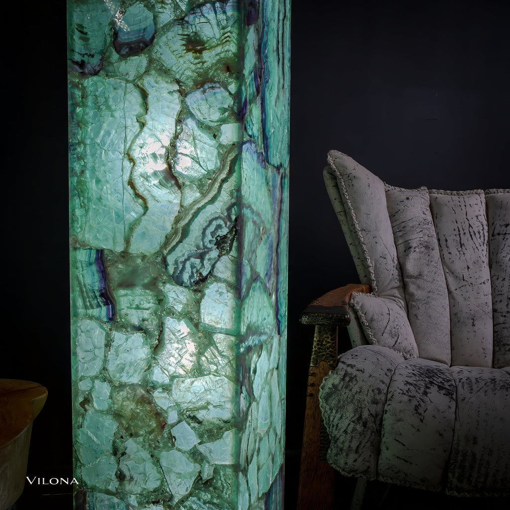 Fluorite Floor Lamp - Medium - 55"H x 11.5"W - Square - (12/19)
