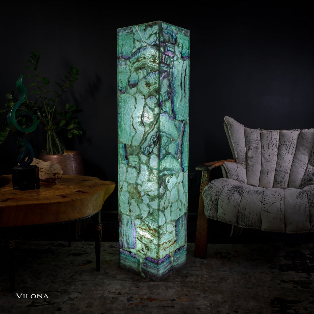 Fluorite Floor Lamp - Medium - 55"H x 11.5"W - Square - (12/19)