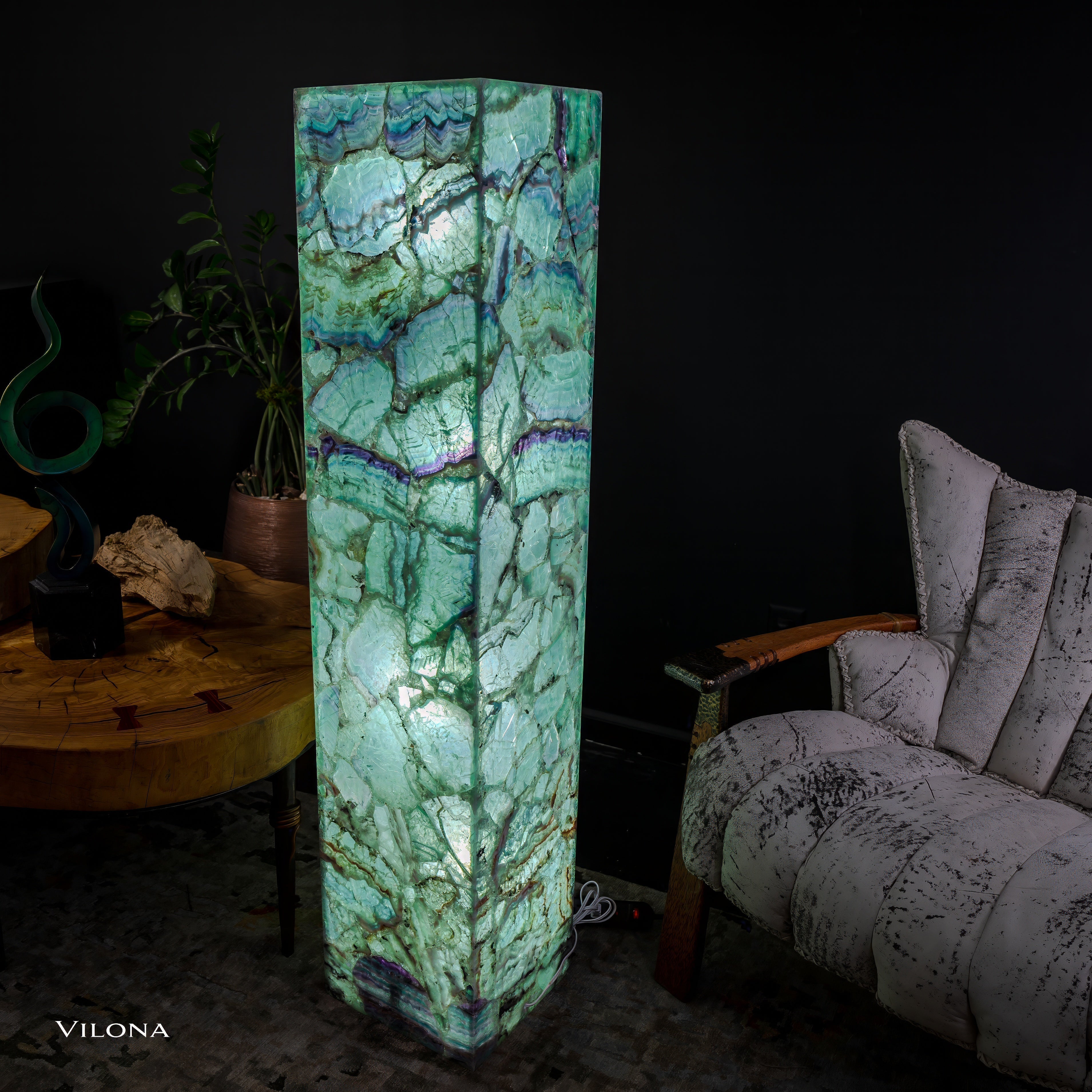 Fluorite Floor Lamp - Medium - 55"H x 11.5"W - Square - (12/19)