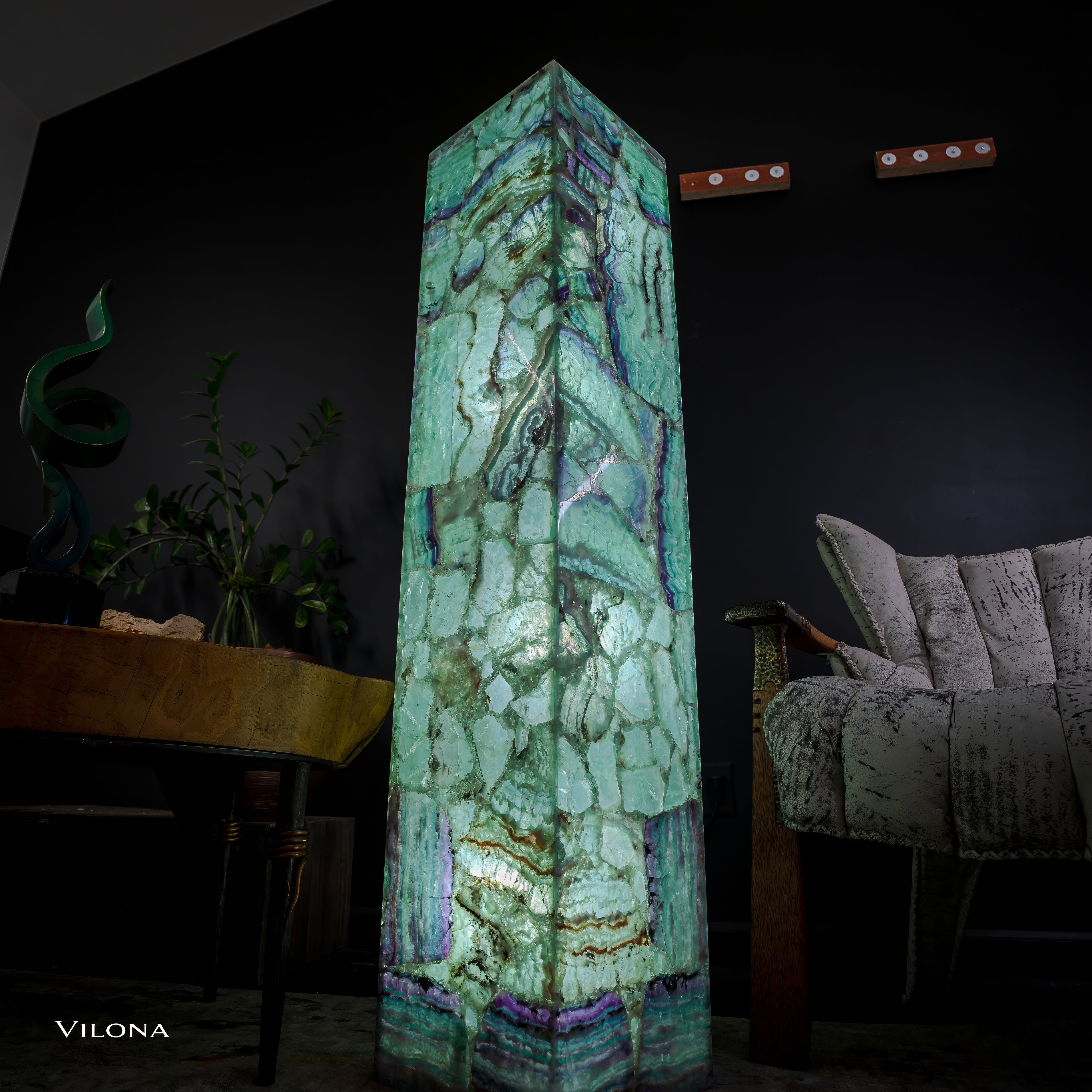 Fluorite Floor Lamp - Medium - 55"H x 11.5"W - Square - (12/19)