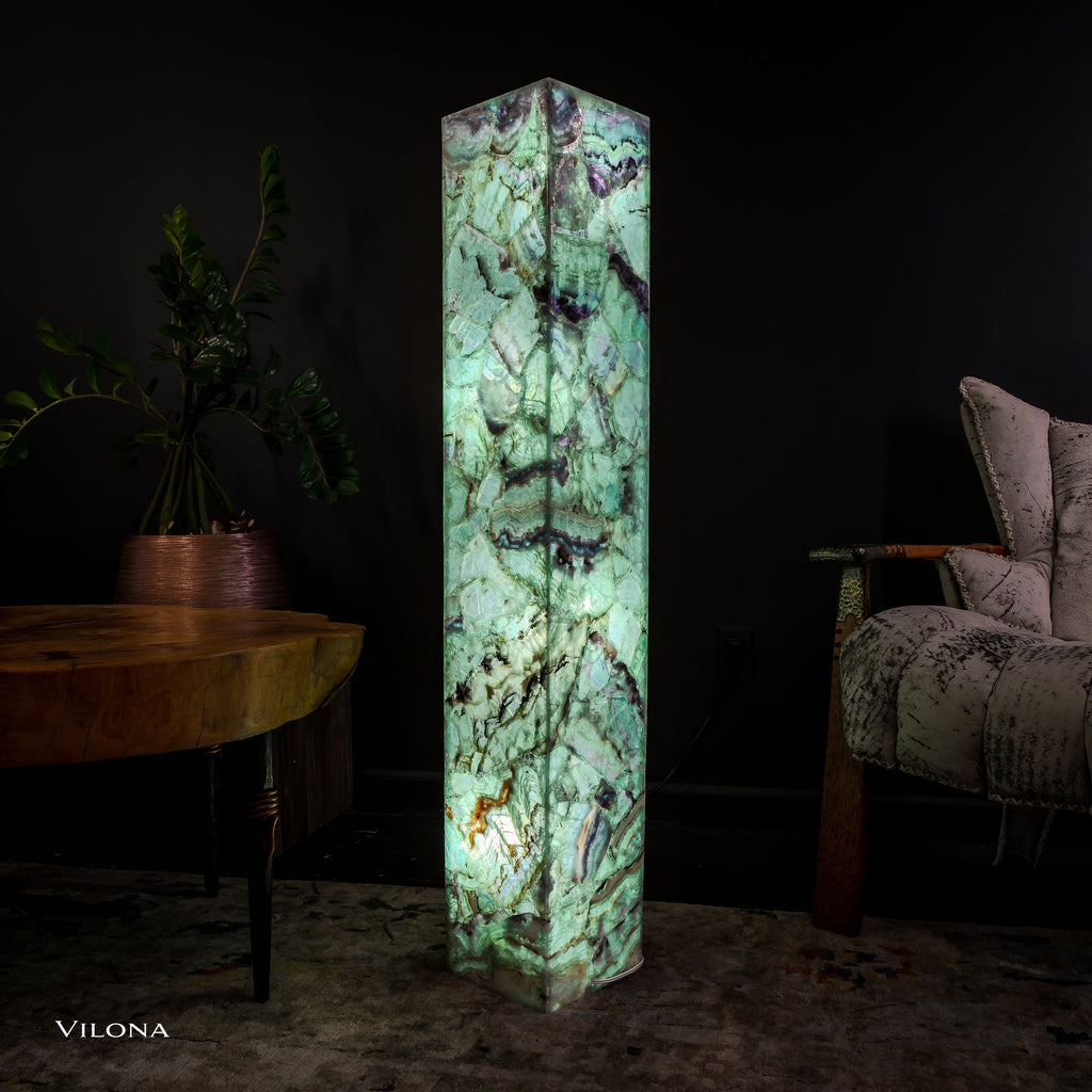 Fluorite Floor Lamp - Medium - 47"H x 8"W - Square (13/19)