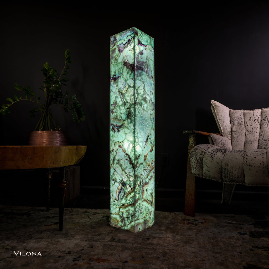 Fluorite Floor Lamp - Medium - 47"H x 8"W - Square (13/19)