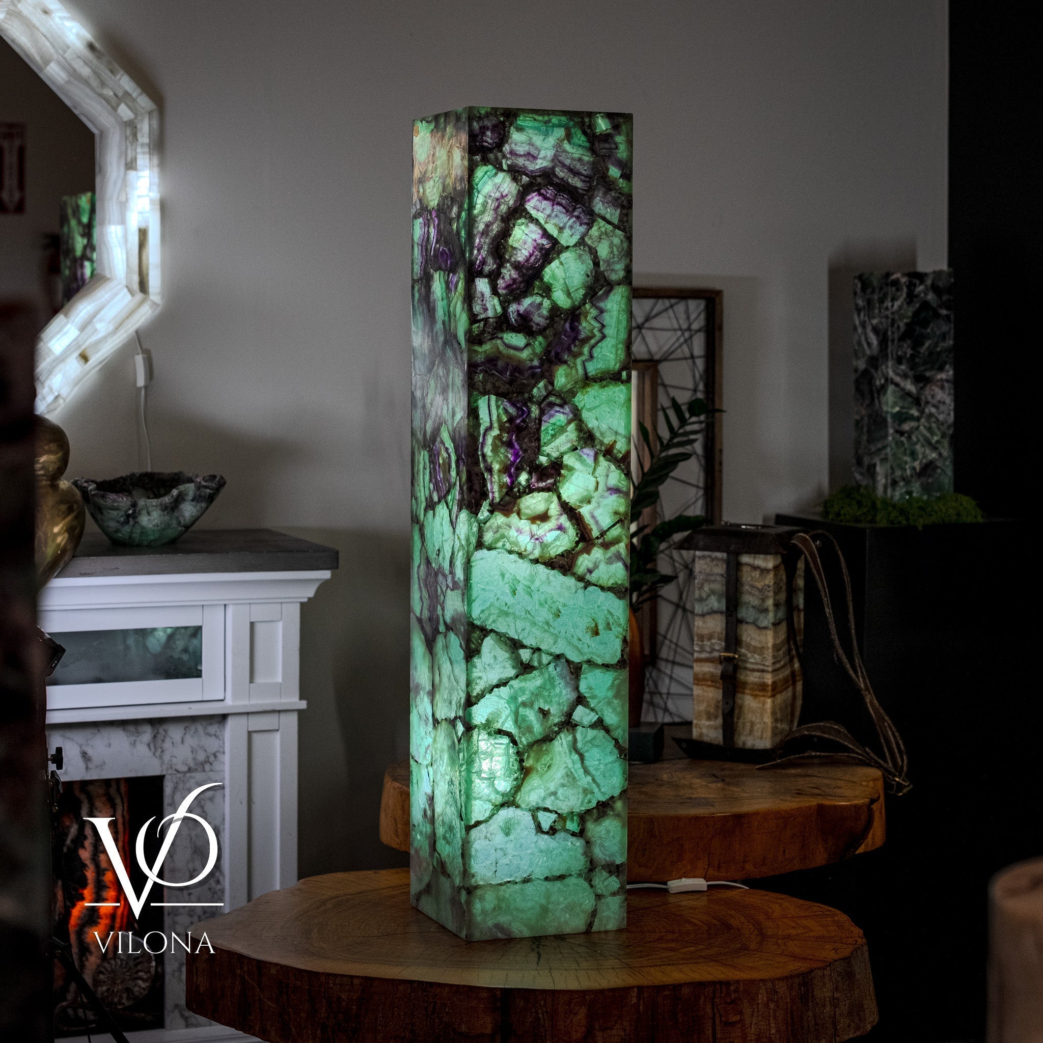 Fluorite Floor Lamp - Medium - 47.5"H x 10"W - Square - #7