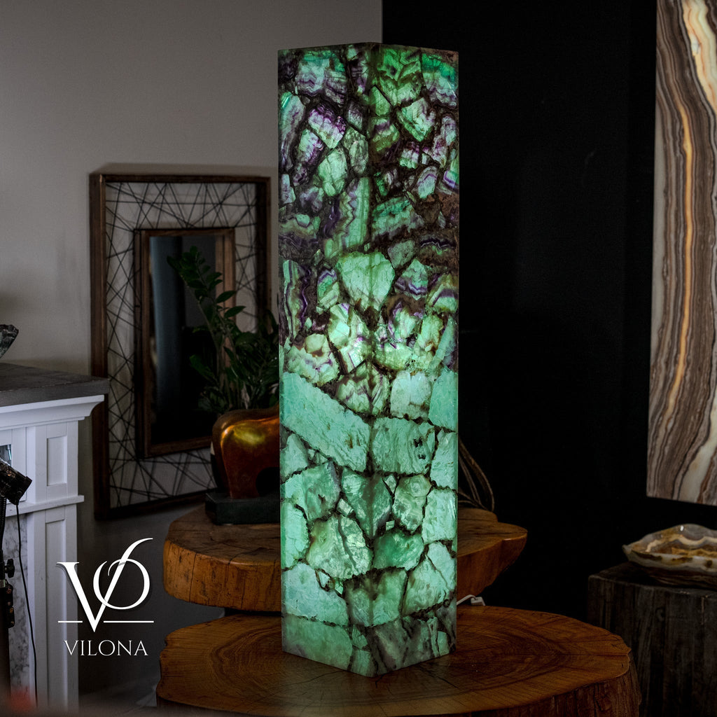 Fluorite Floor Lamp - Medium - 47.5"H x 10"W - Square - #7
