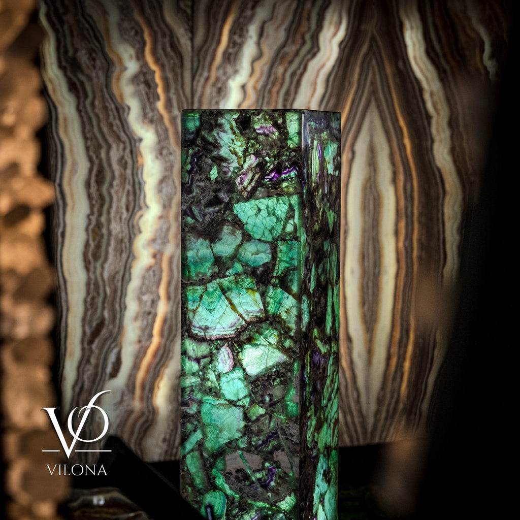 Fluorite Floor Lamp - Medium - 43.5"H x 10"W - Square - #8