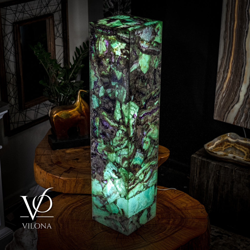Fluorite Floor Lamp - Medium - 43.5"H x 10"W - Square - #8