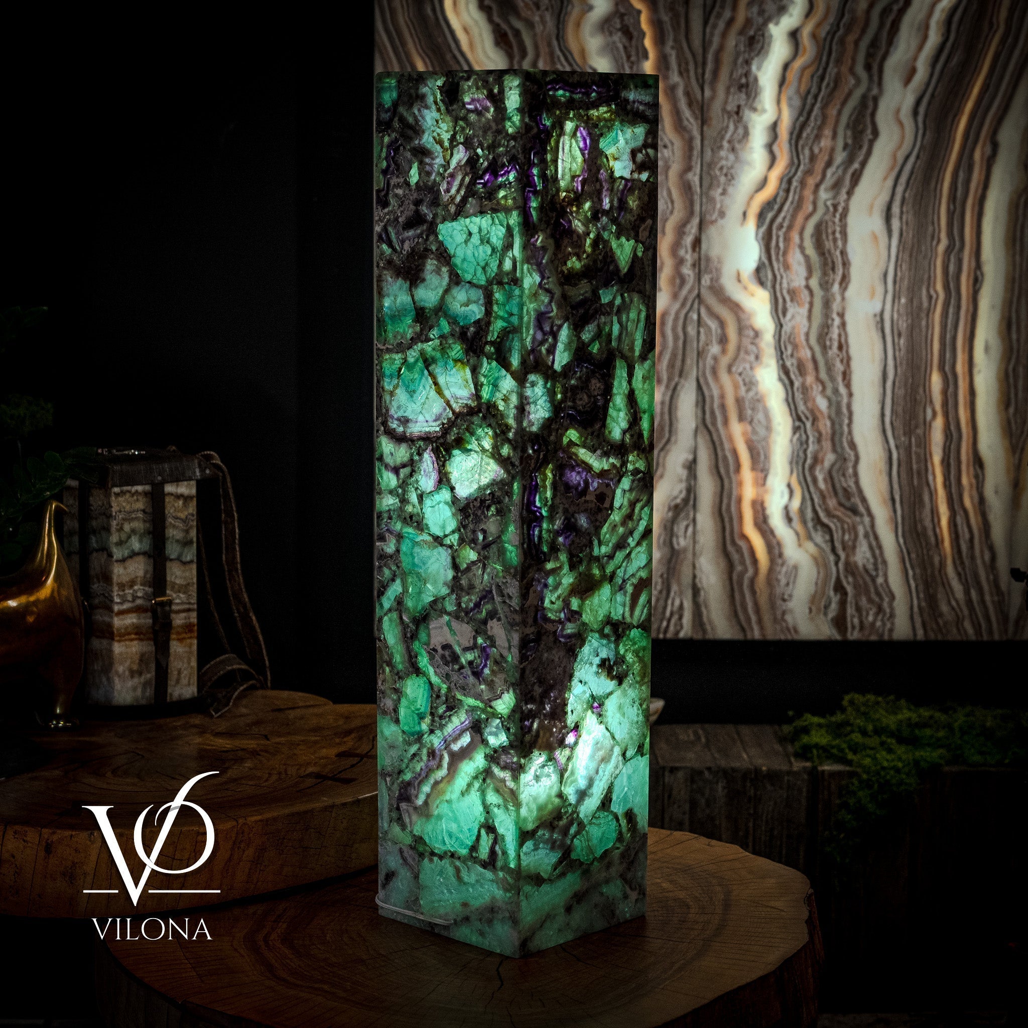 Fluorite Floor Lamp - Medium - 43.5"H x 10"W - Square - #8