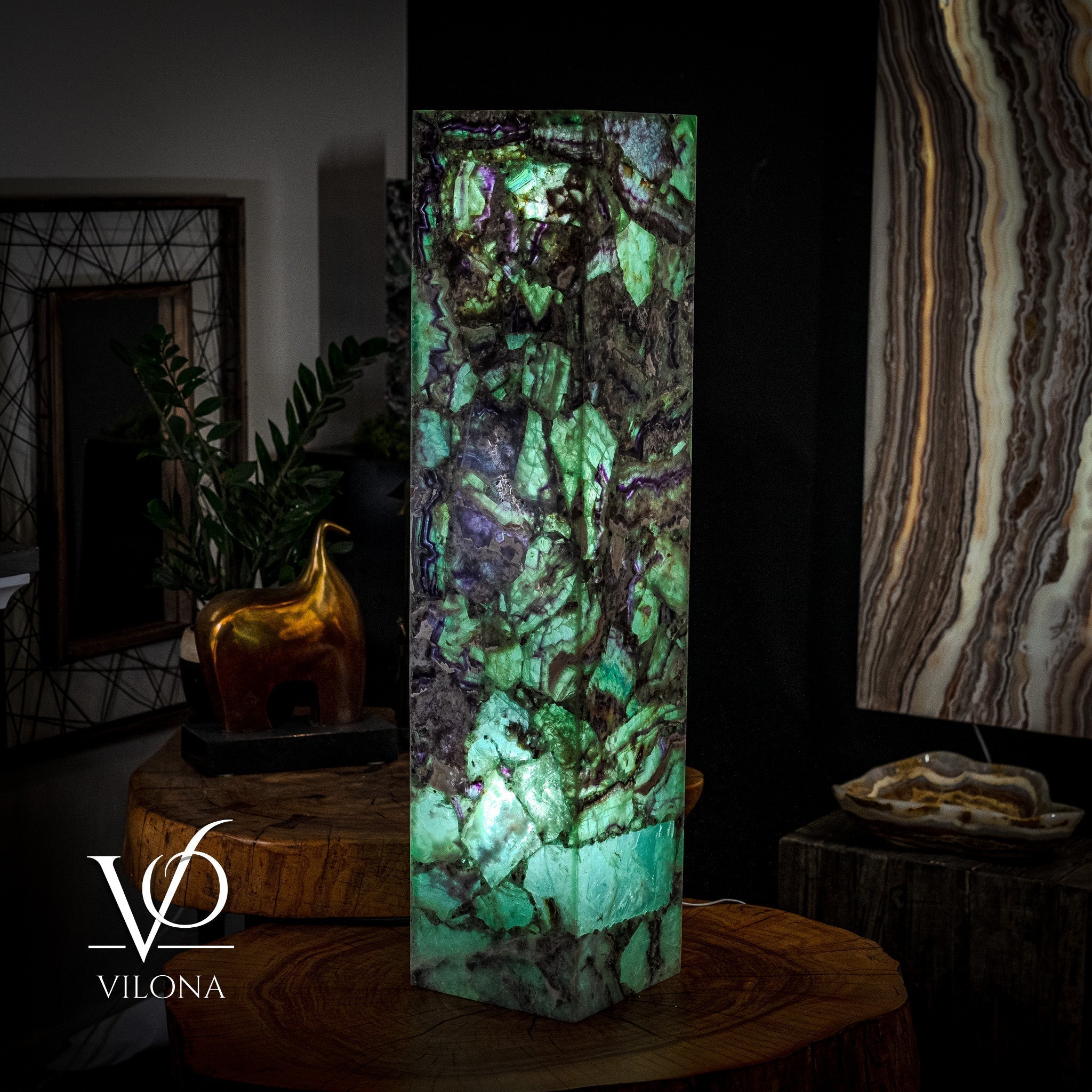 Fluorite Floor Lamp - Medium - 43.5"H x 10"W - Square - #8