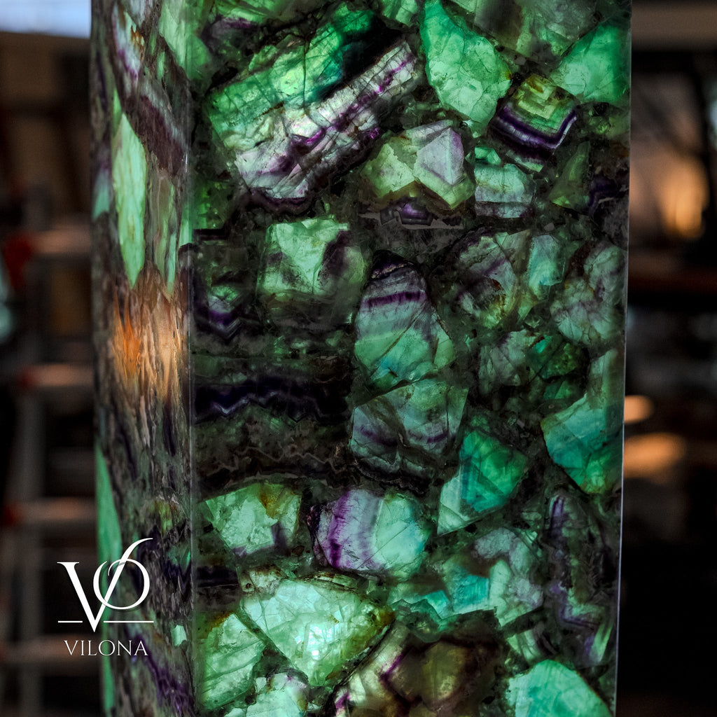 Fluorite Floor Lamp - Medium - 43.5"H x 10"W - Square - #8