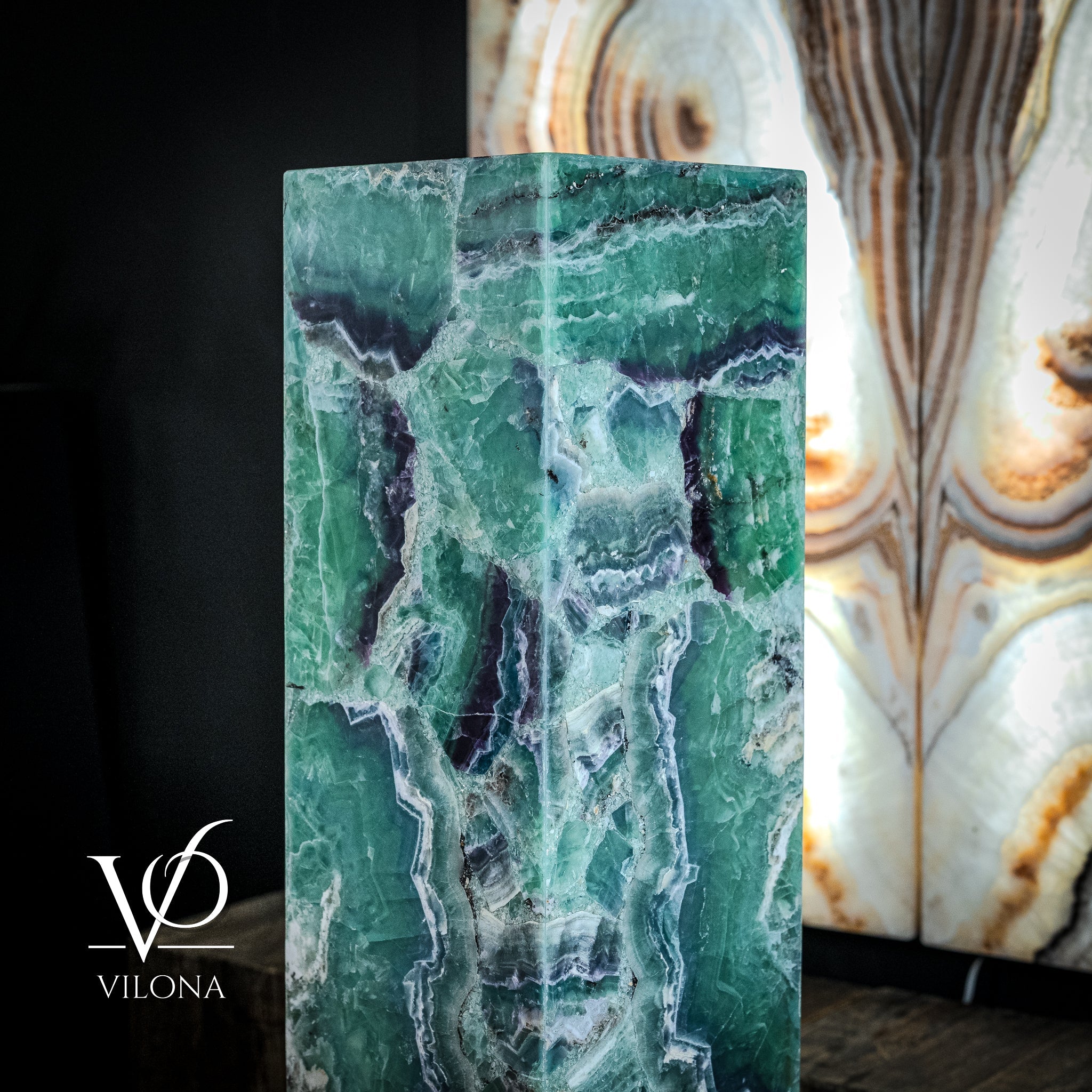 Fluorite Floor Lamp - Medium - 47.5"H x 10"W - Square - #9