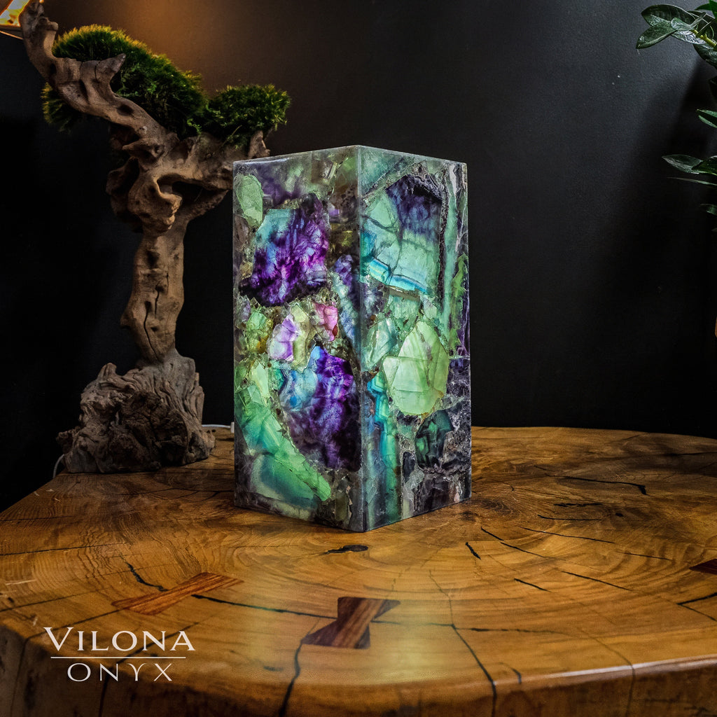 Fluorite Crystal Table Lamp #1 (Miniature Size)