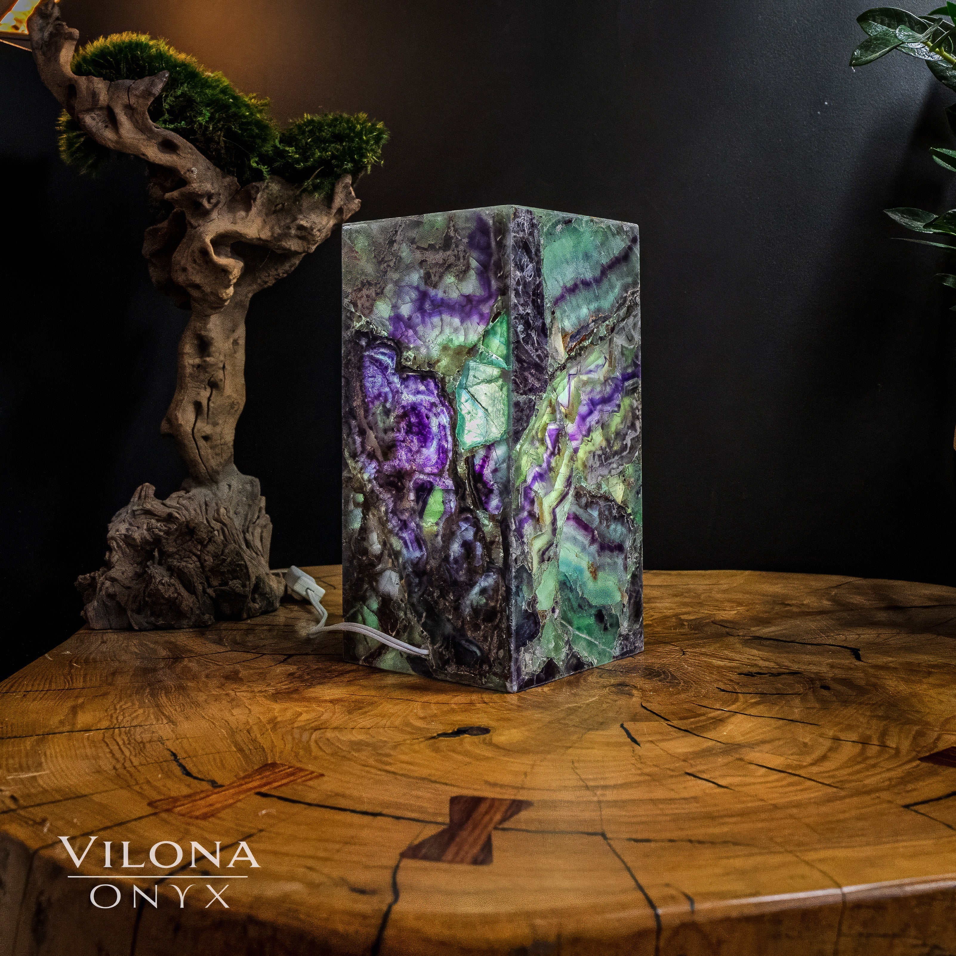 Fluorite Crystal Table Lamp #1 (Miniature Size)