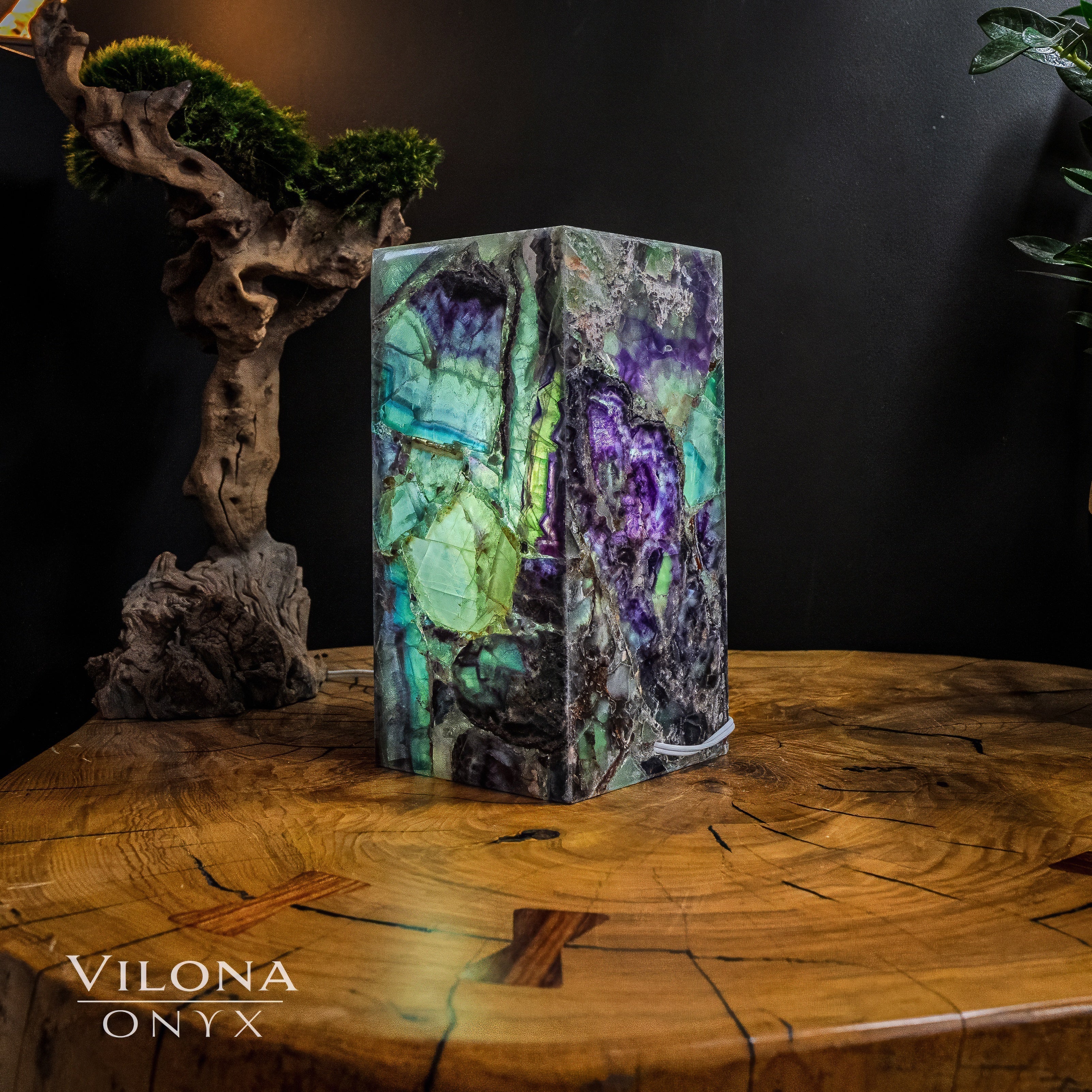 Fluorite Crystal Table Lamp #1 (Miniature Size)
