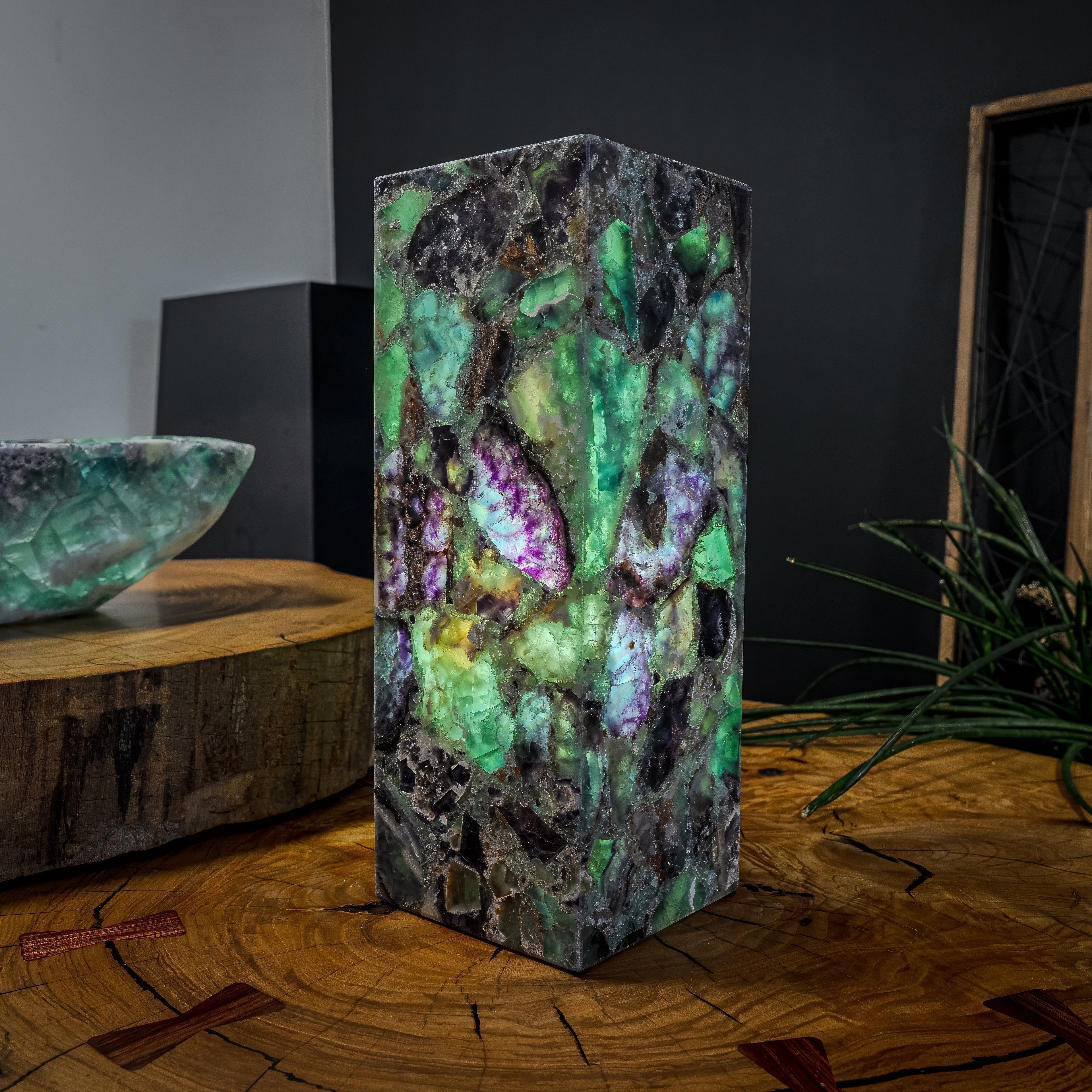 Fluorite Crystal Table Lamp #1 (Small Size)