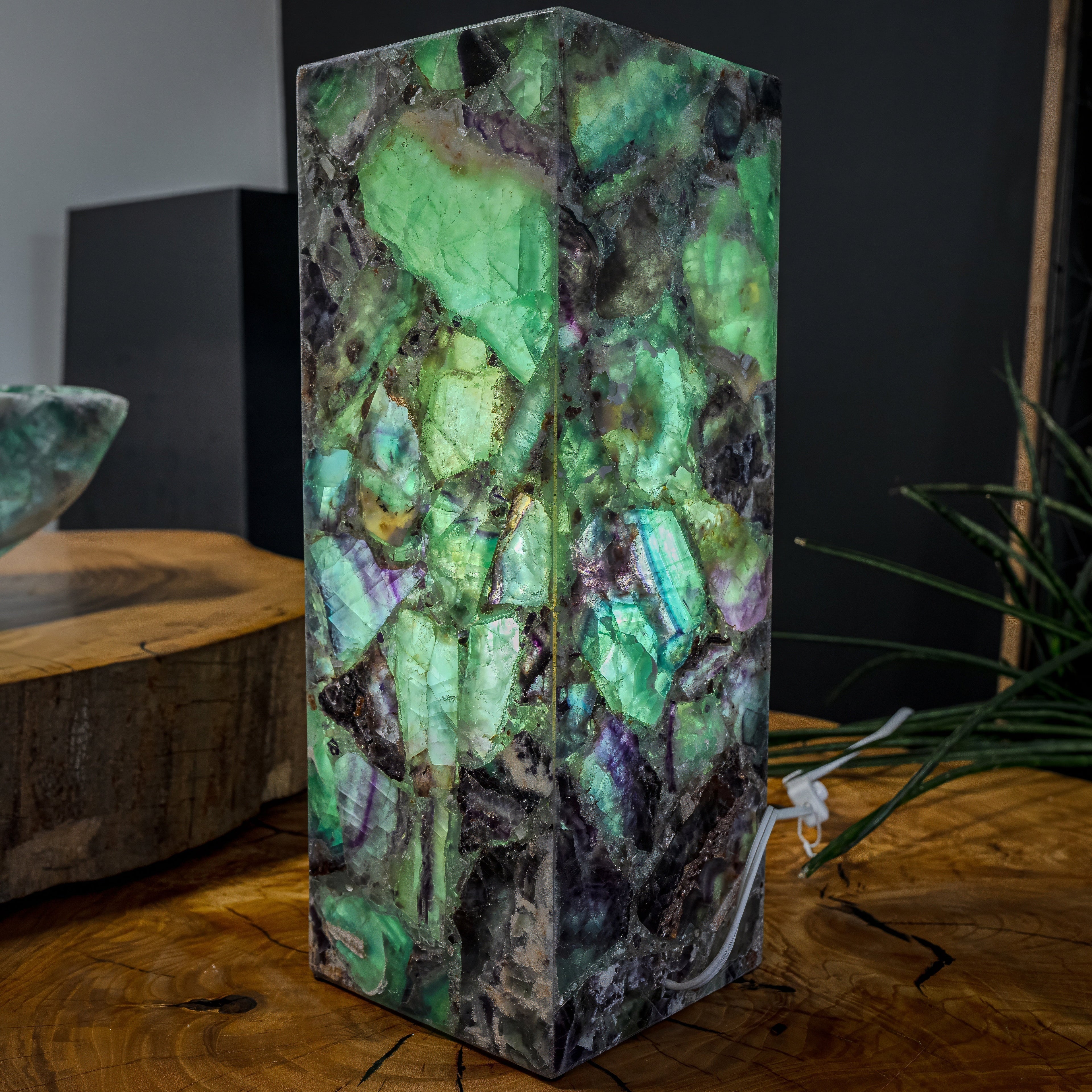 Fluorite Crystal Table Lamp #1 (Small Size)