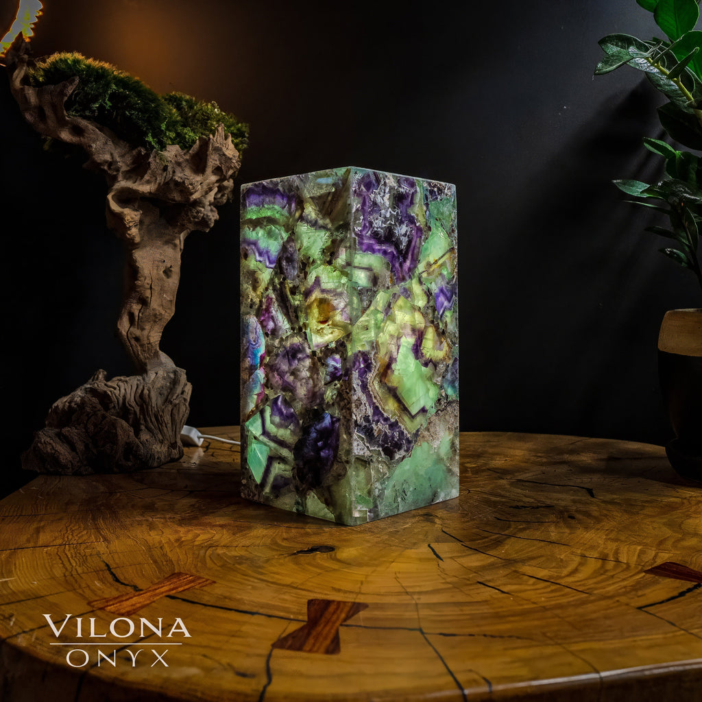 Fluorite Crystal Table Lamp #10 (Miniature Size)