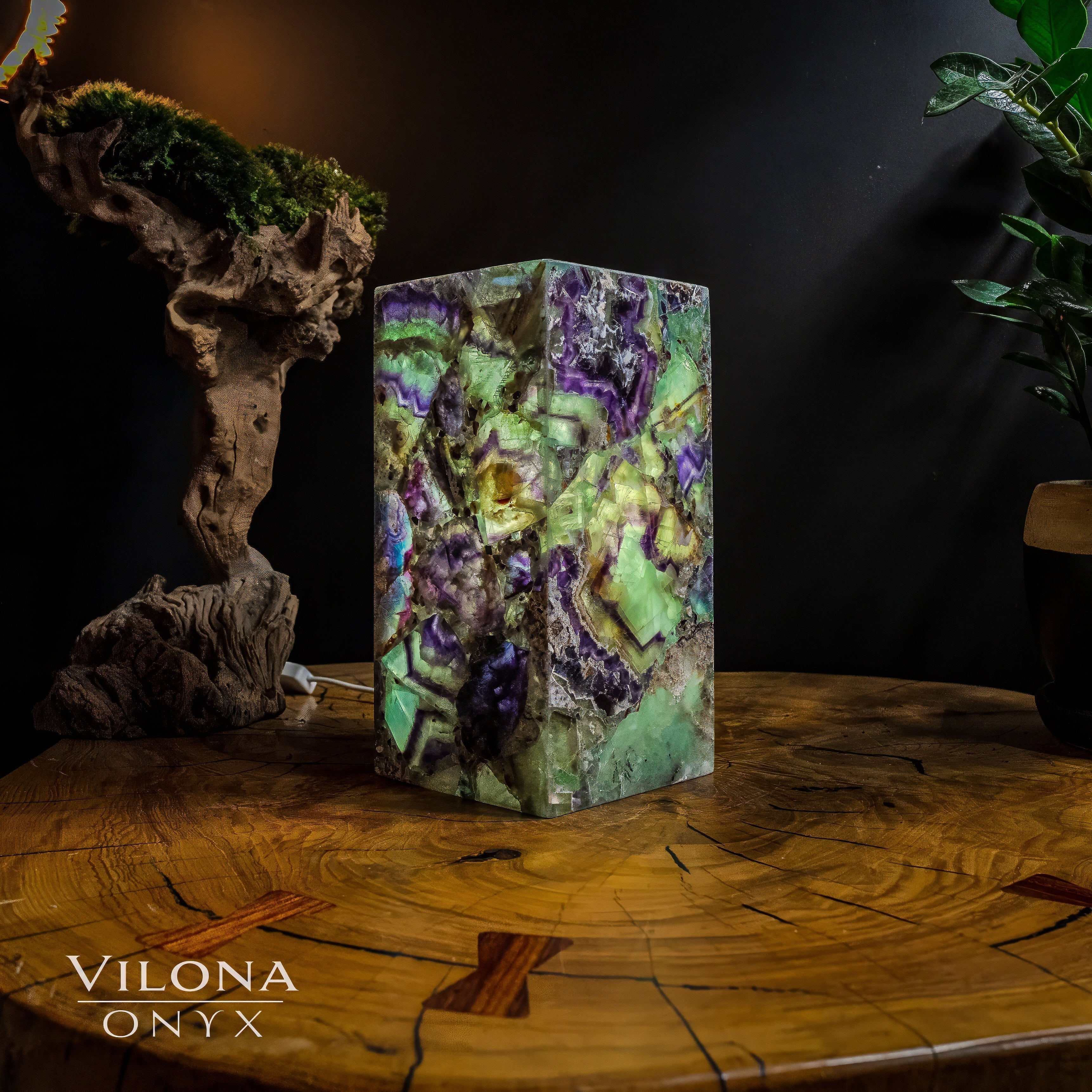 Fluorite Crystal Table Lamp #10 (Miniature Size)