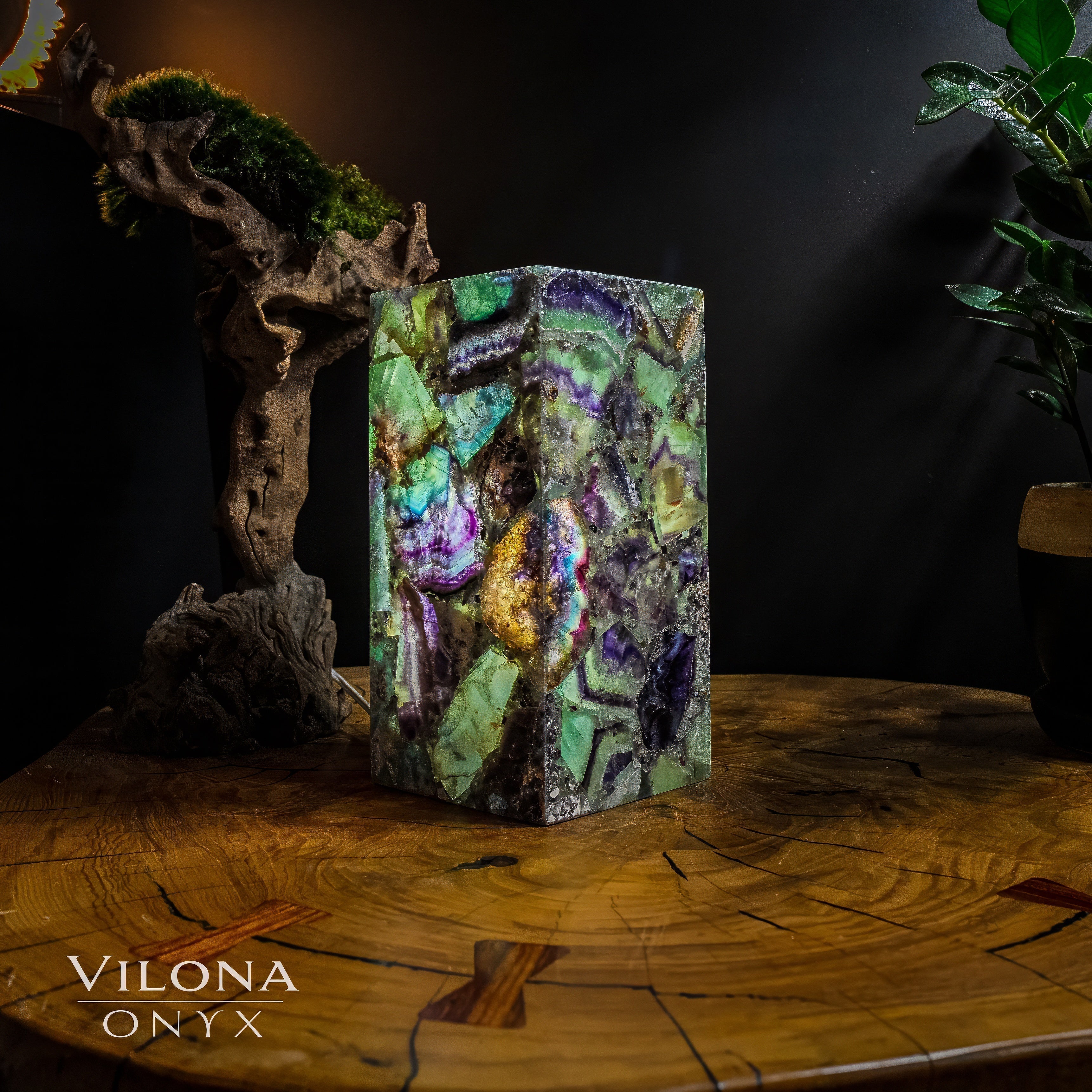 Fluorite Crystal Table Lamp #10 (Miniature Size)