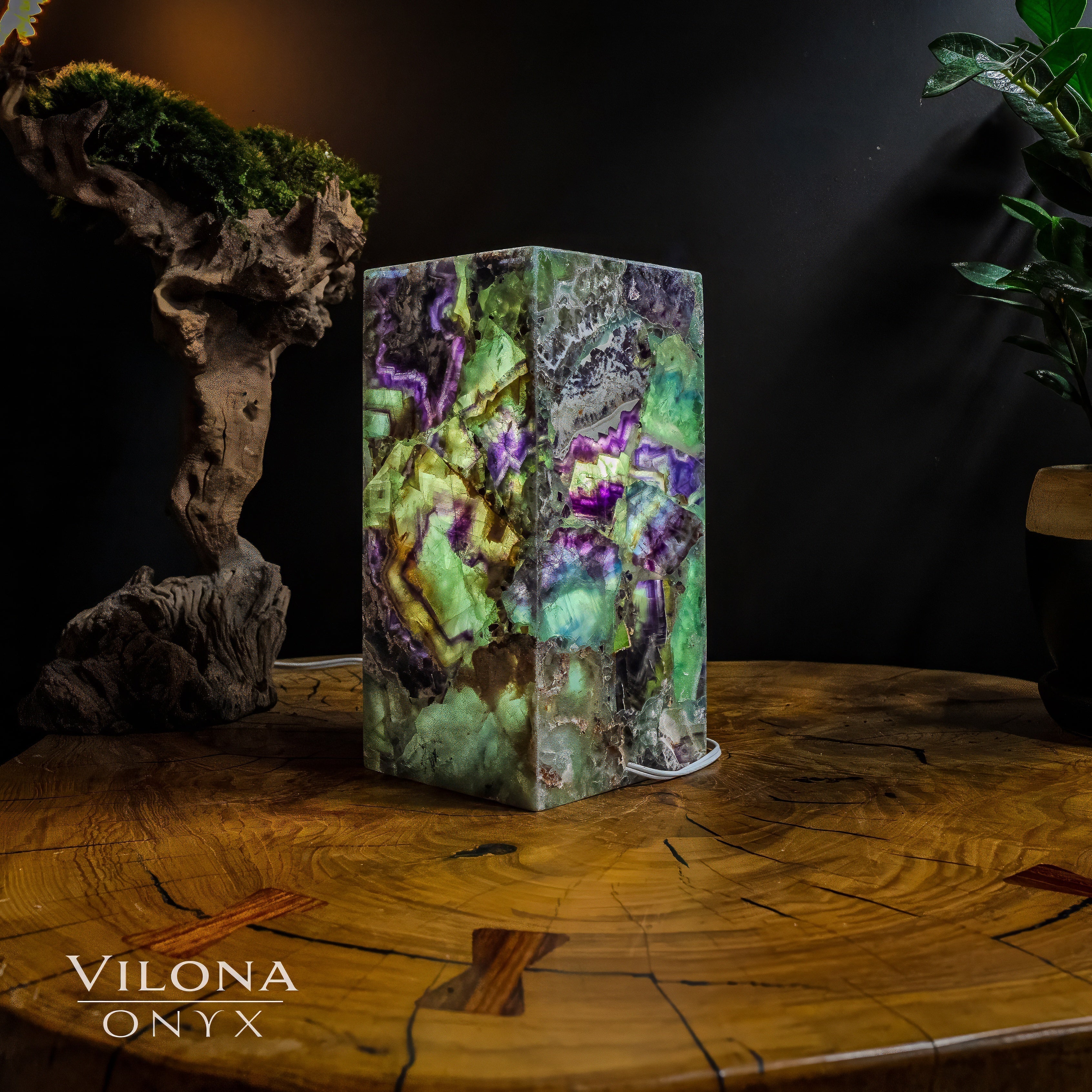Fluorite Crystal Table Lamp #10 (Miniature Size)