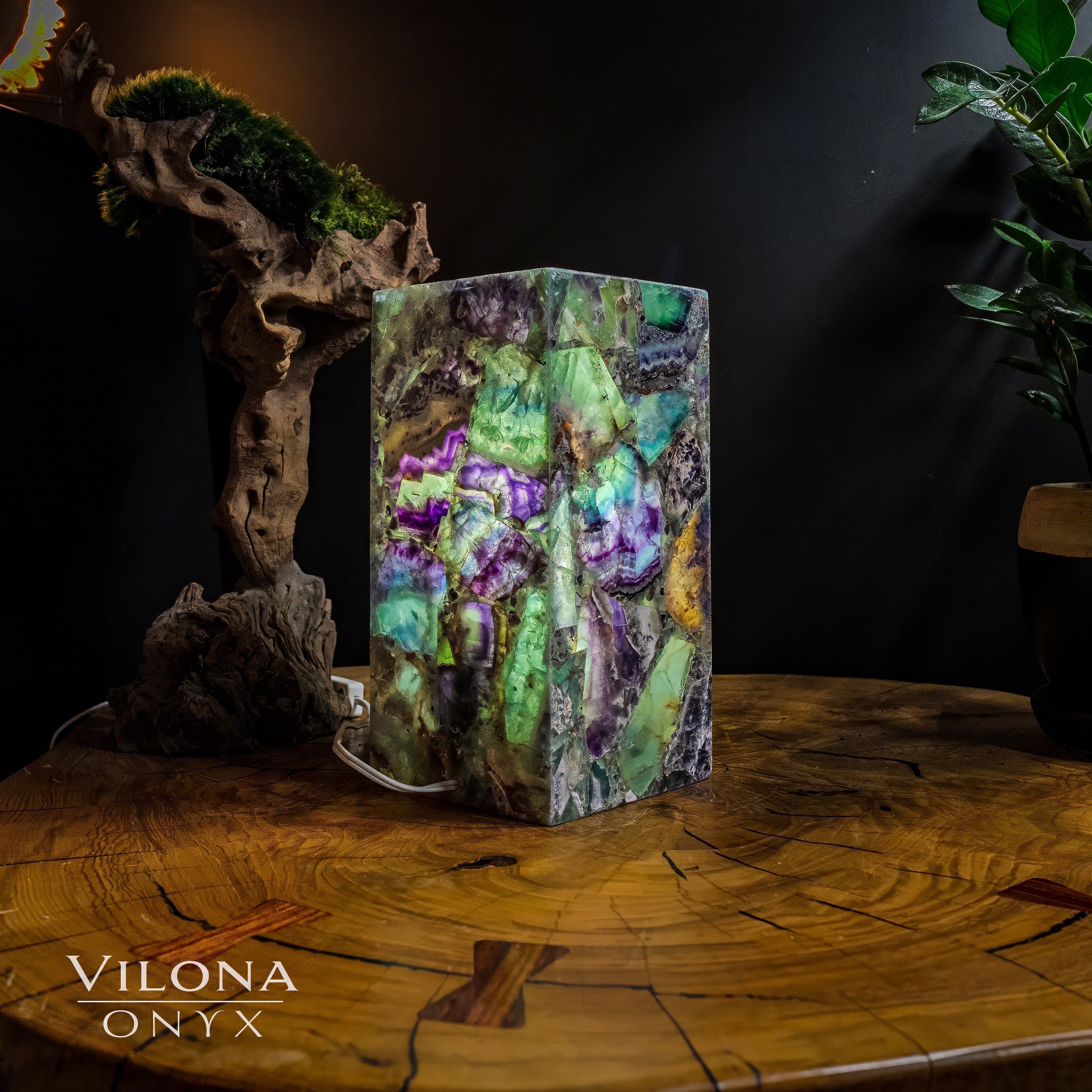 Fluorite Crystal Table Lamp #10 (Miniature Size)