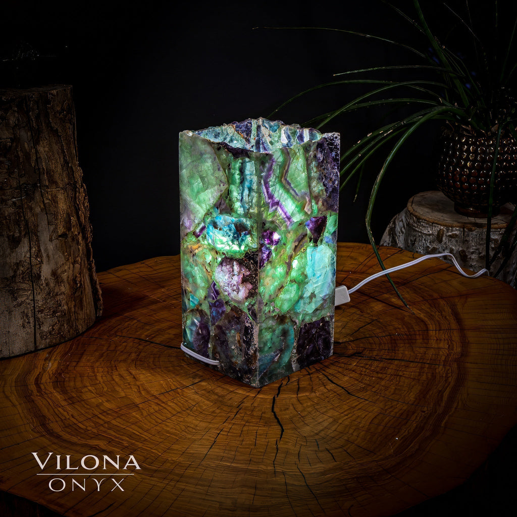 Fluorite Crystal Table Lamp #11 (Miniature Size)