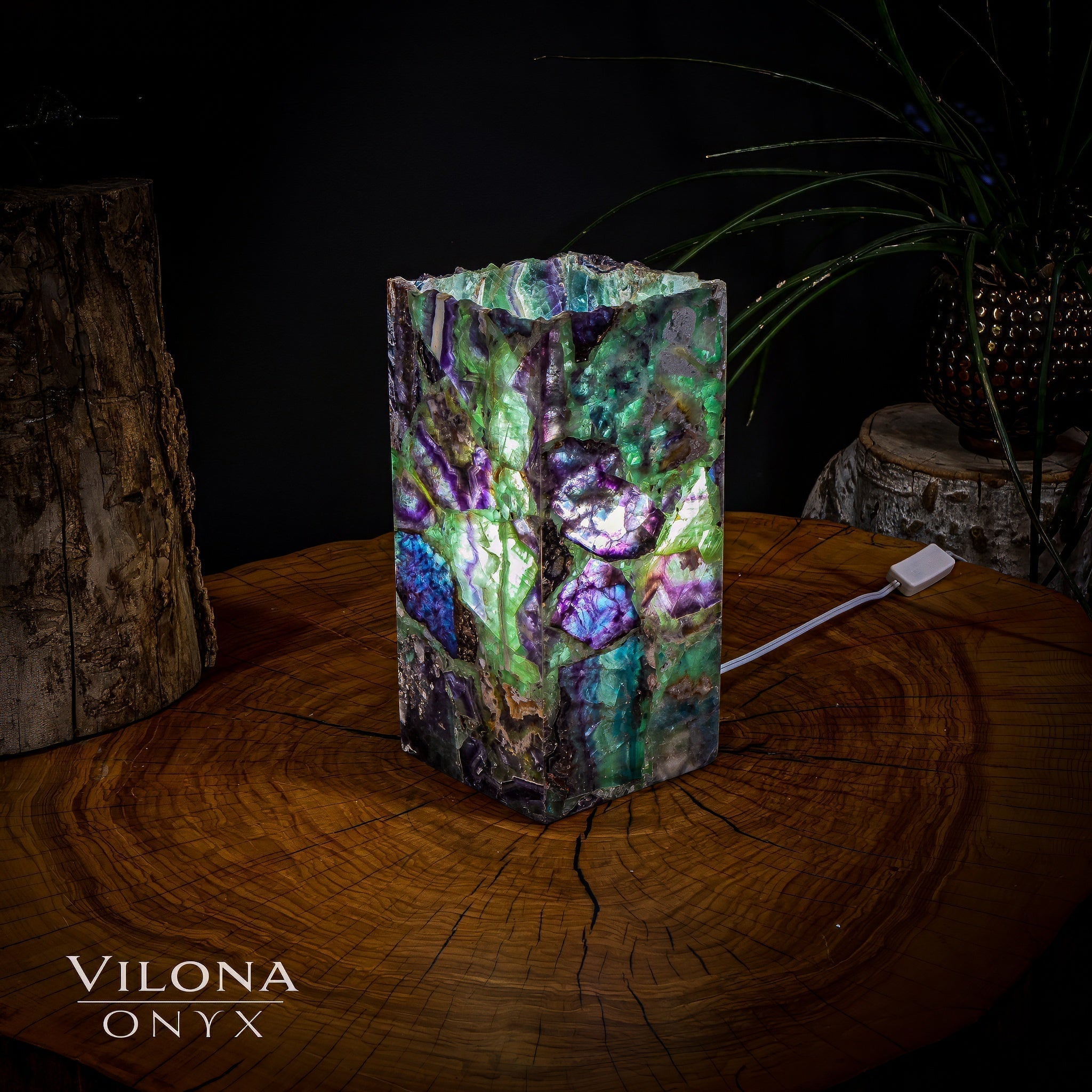 Fluorite Crystal Table Lamp #11 (Miniature Size)