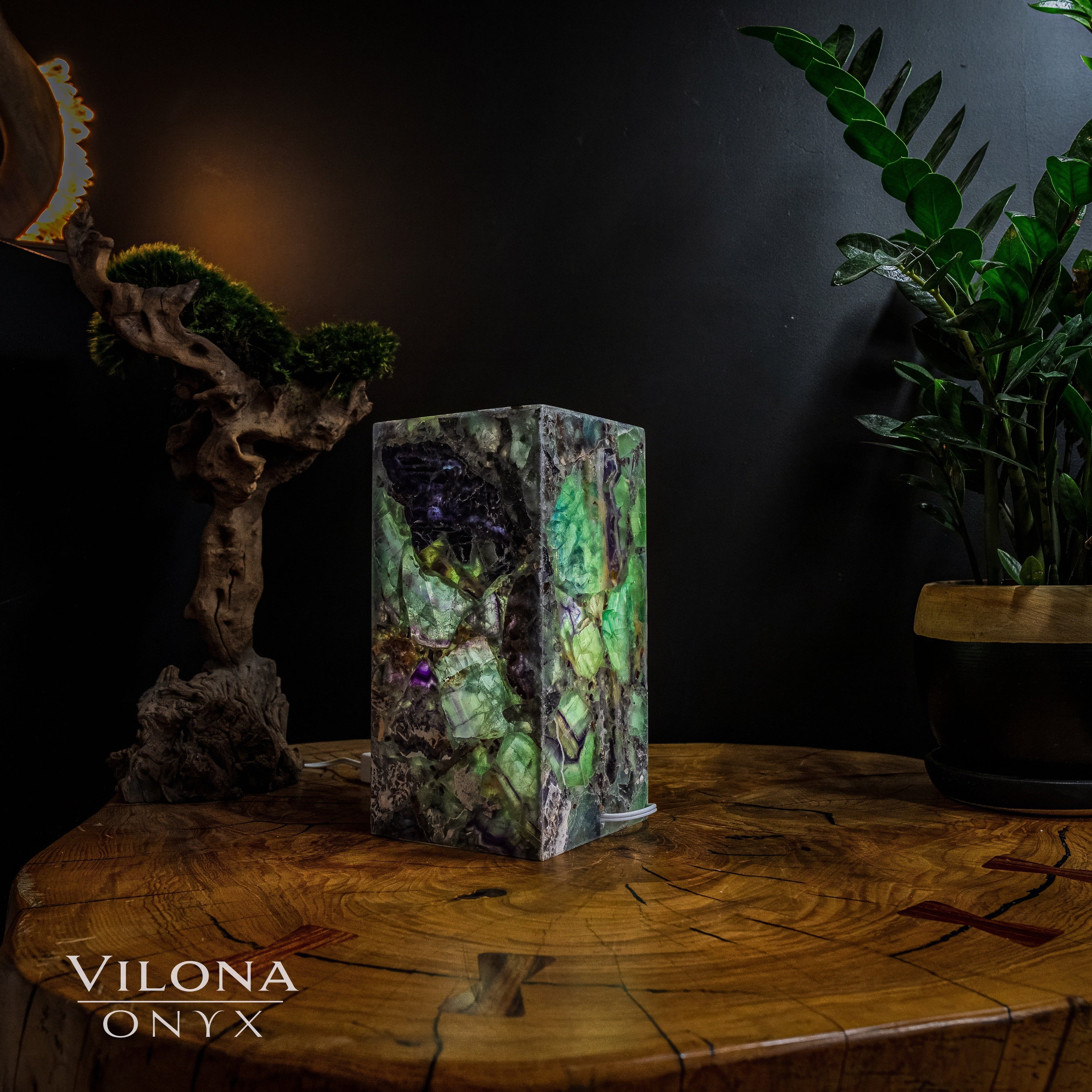 Fluorite Crystal Table Lamp #2 (Miniature Size)