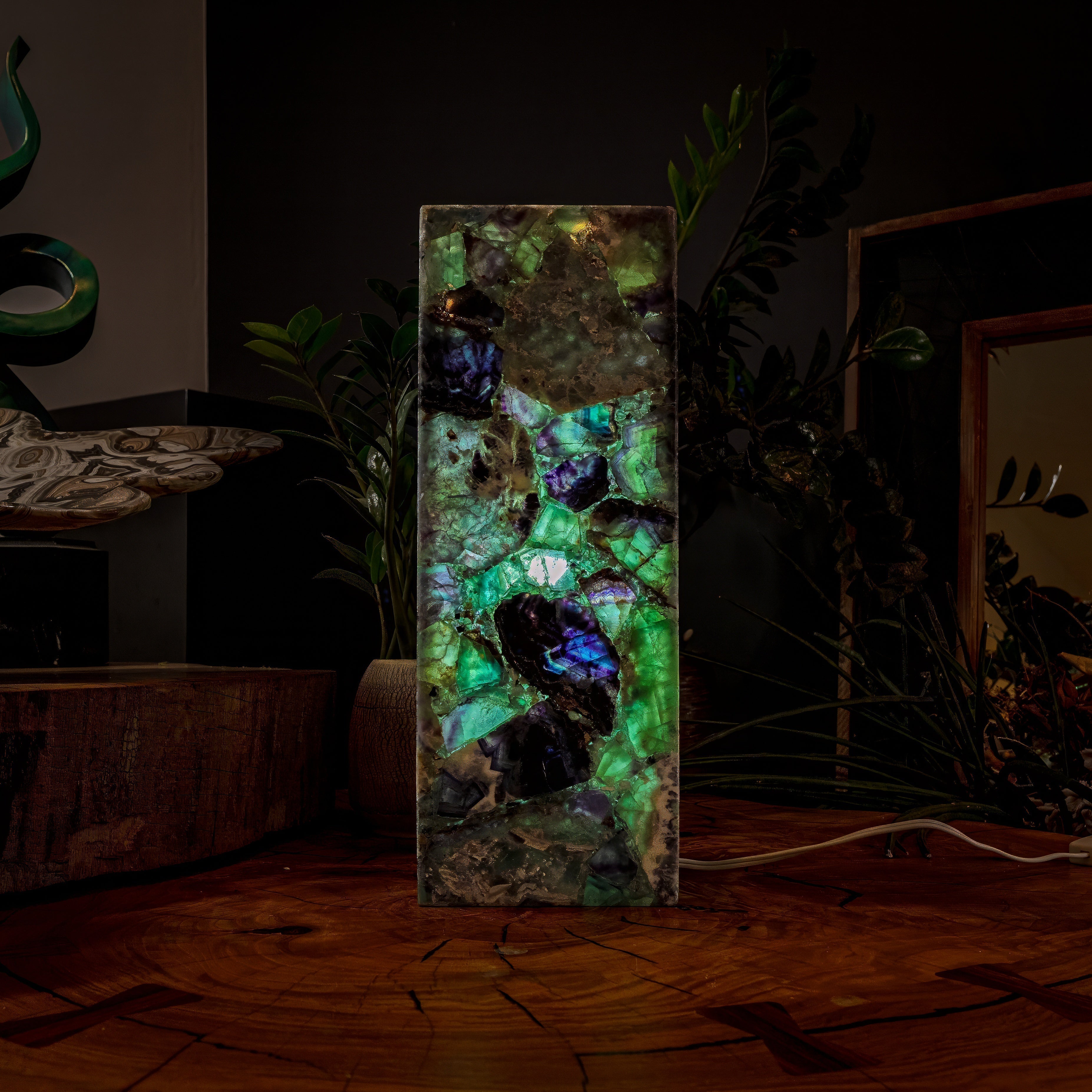 Fluorite Crystal Table Lamp #2 (Small Size)