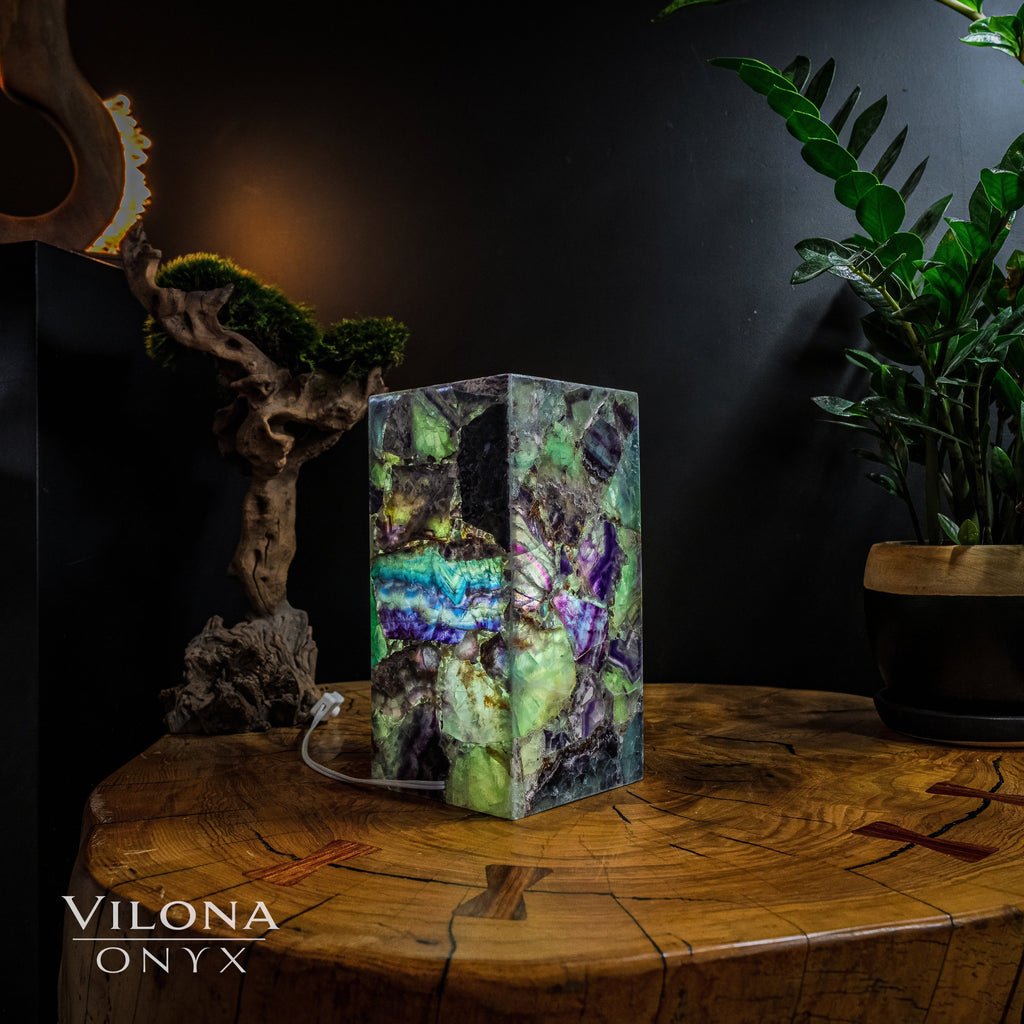 Fluorite Crystal Table Lamp #3 (Miniature Size)