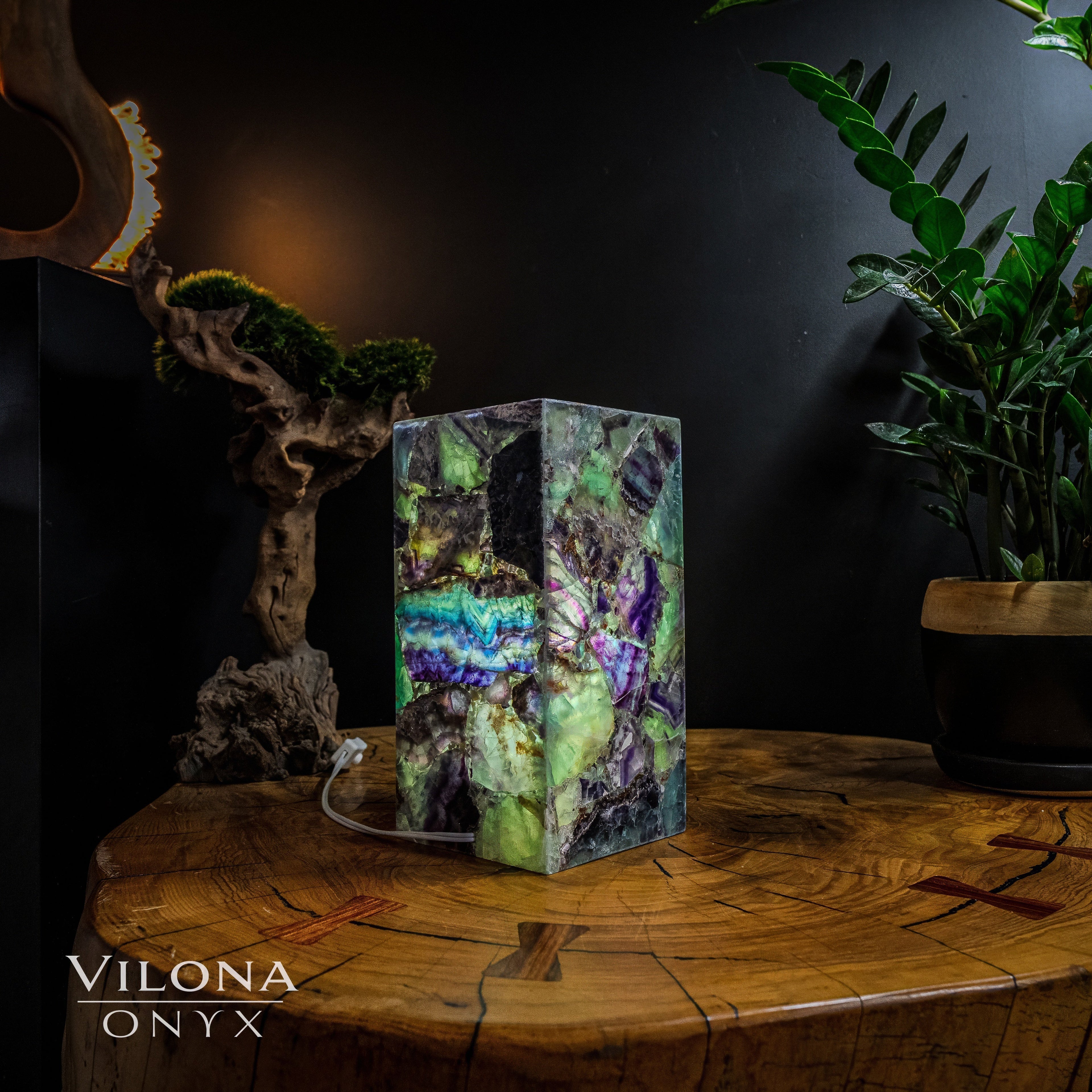 Fluorite Crystal Table Lamp #3 (Miniature Size)