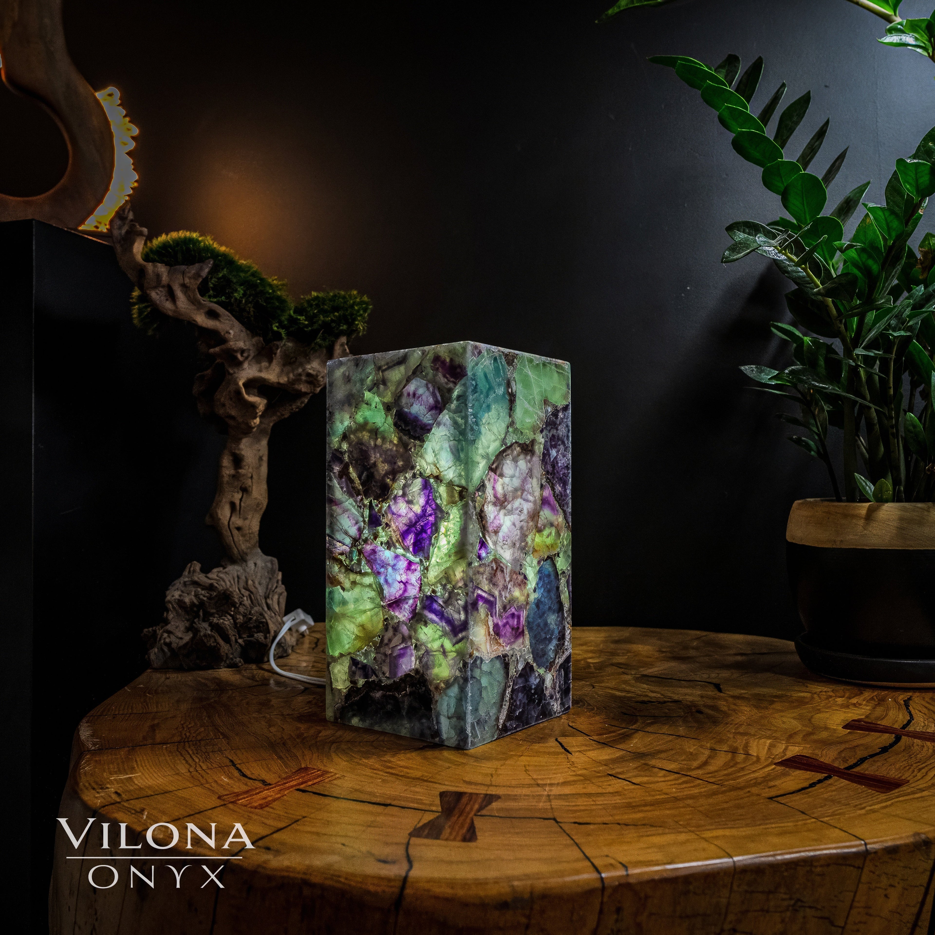 Fluorite Crystal Table Lamp #3 (Miniature Size)
