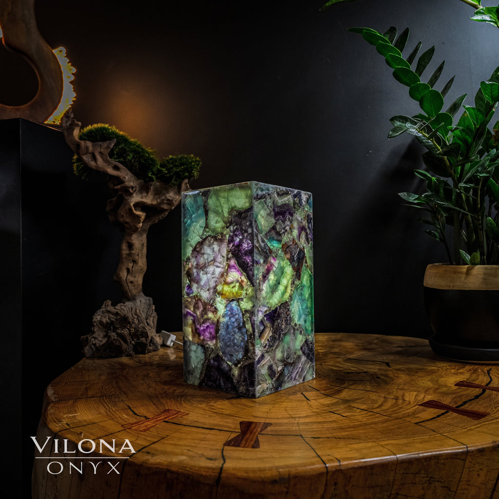 Fluorite Crystal Table Lamp #3 (Miniature Size)