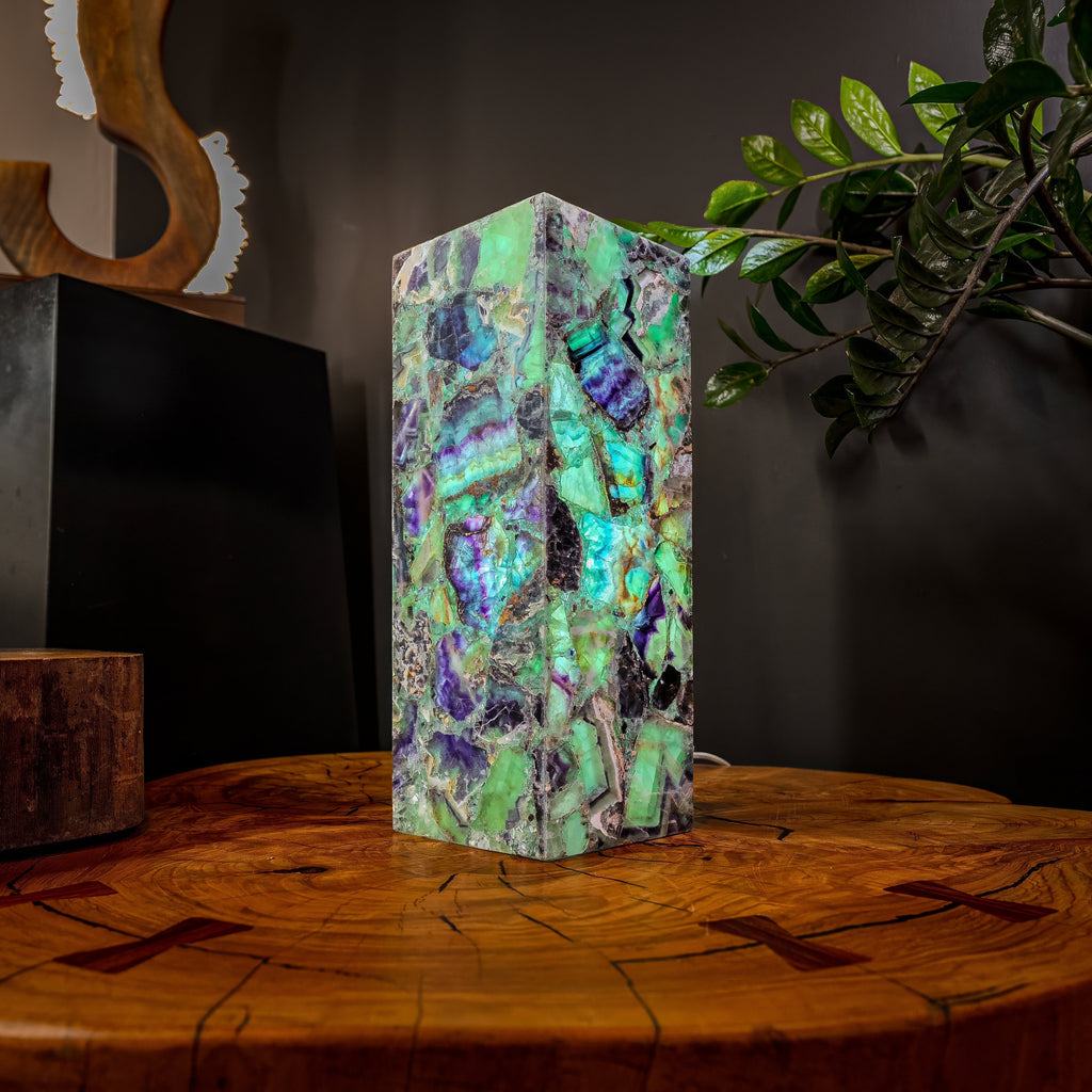 Fluorite Crystal Table Lamp #3 (Small Size)