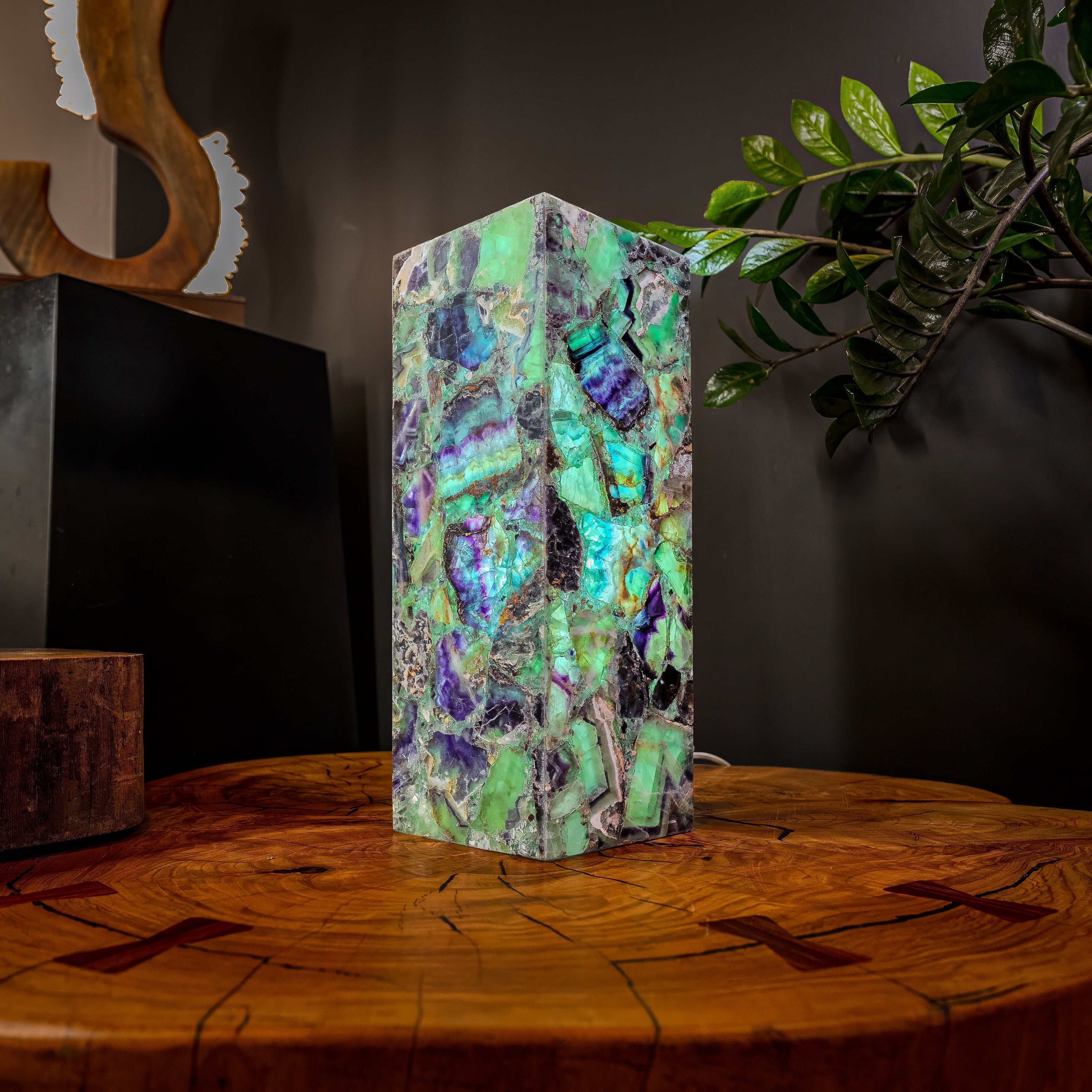 Fluorite Crystal Table Lamp #3 (Small Size)