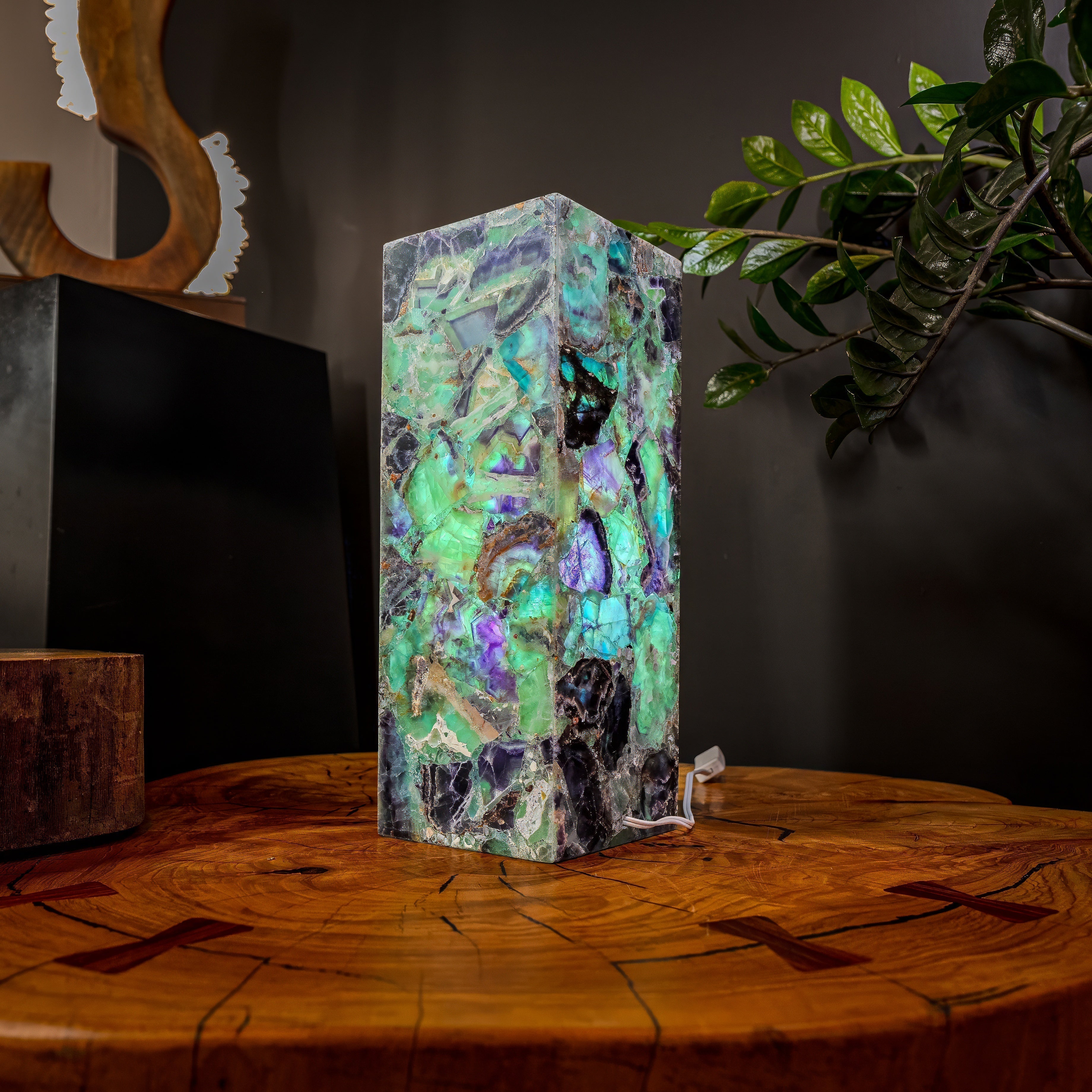 Fluorite Crystal Table Lamp #3 (Small Size)
