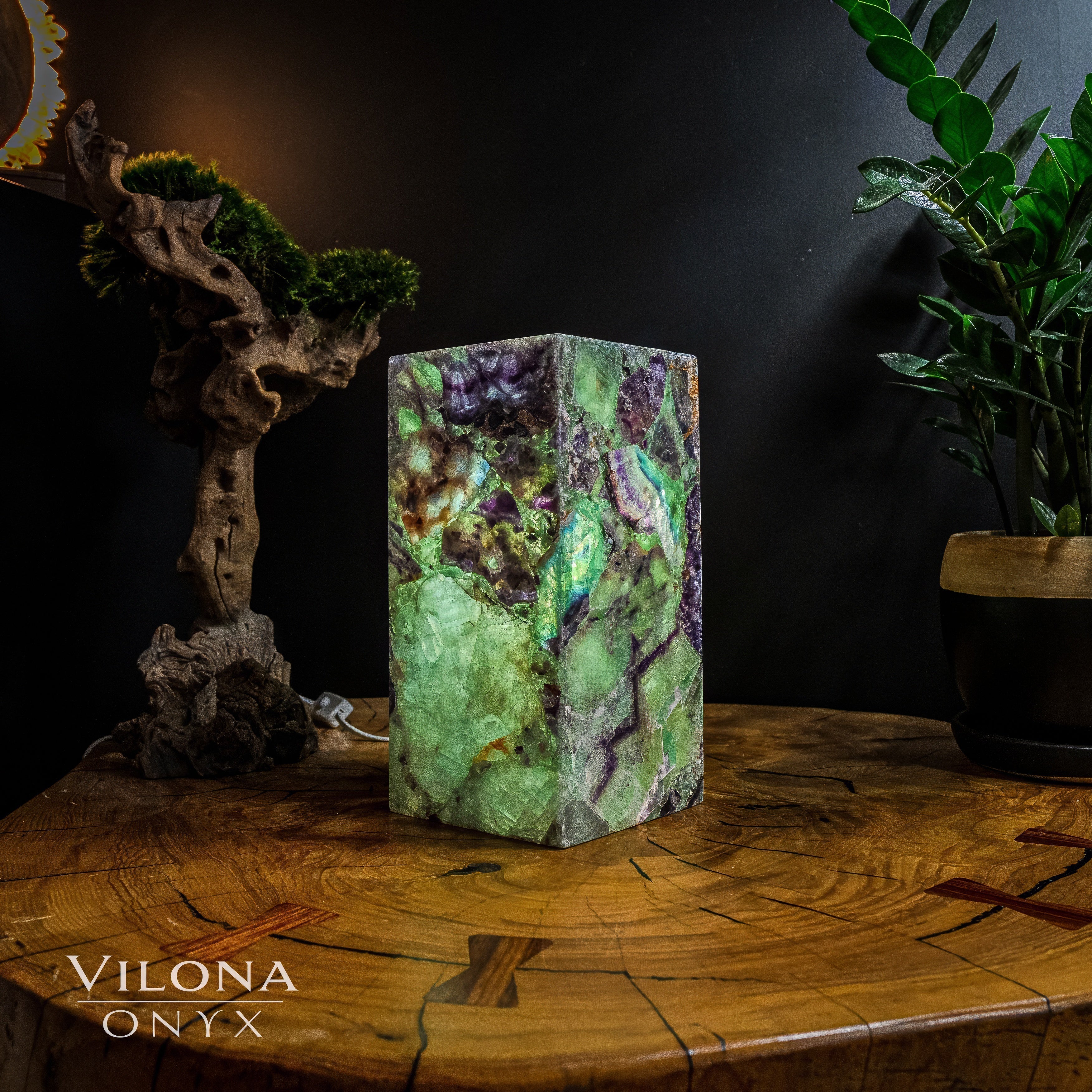 Fluorite Crystal Table Lamp #5 (Miniature Size)