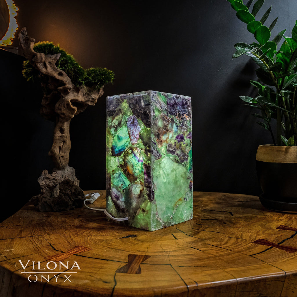 Fluorite Crystal Table Lamp #5 (Miniature Size)