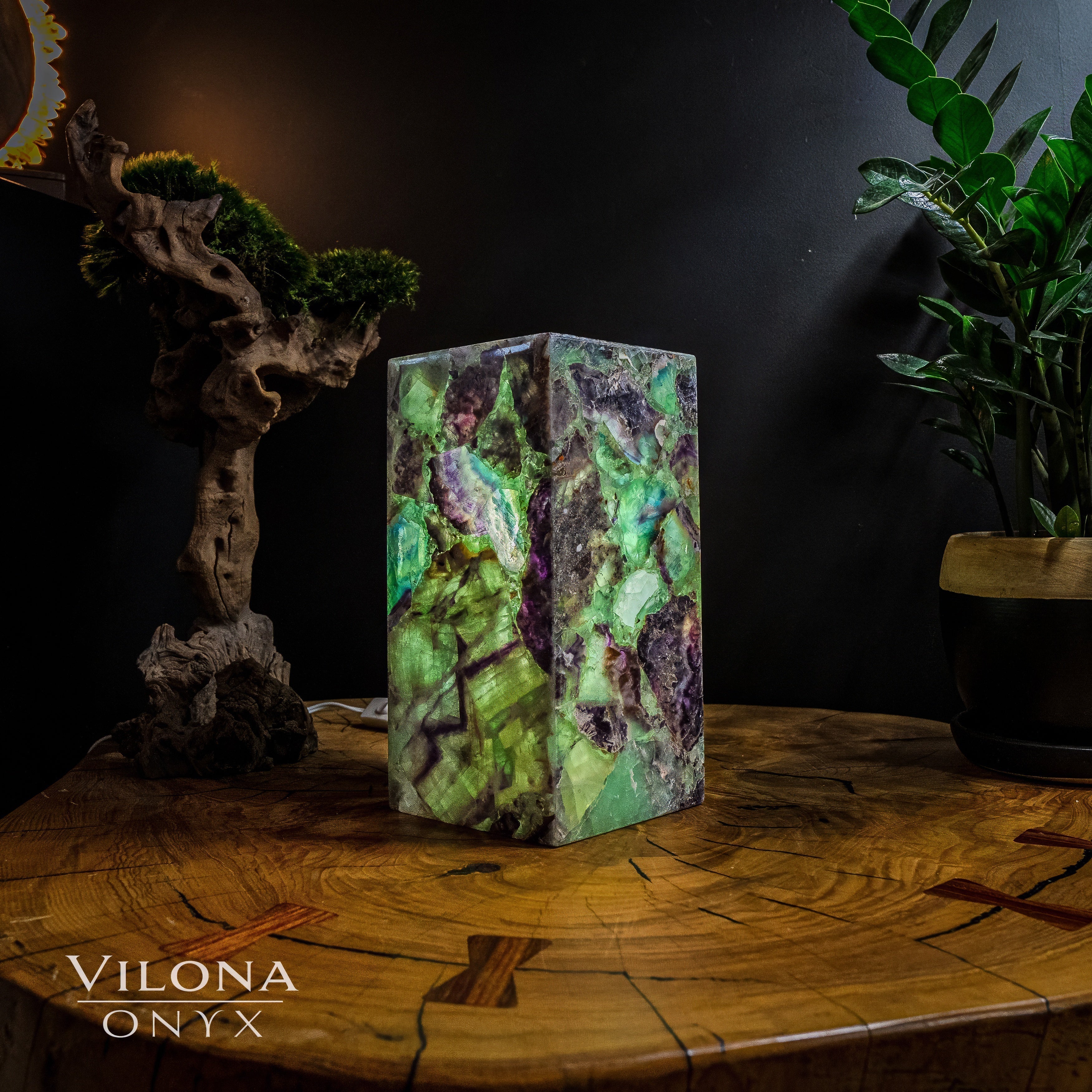 Fluorite Crystal Table Lamp #5 (Miniature Size)