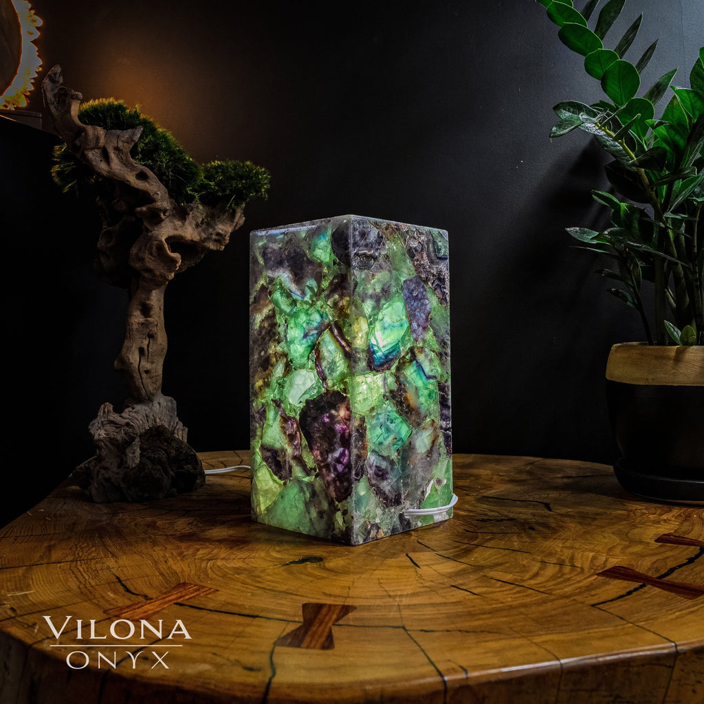 Fluorite Crystal Table Lamp #5 (Miniature Size)