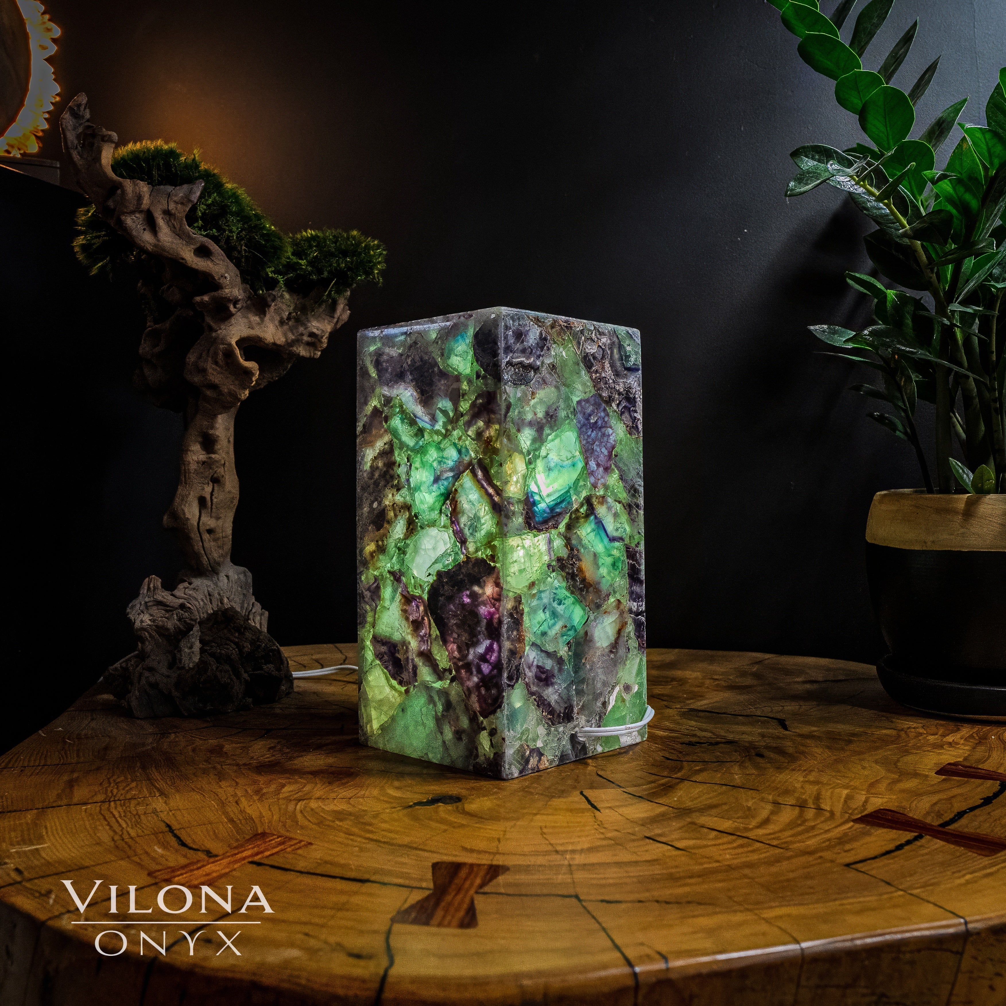 Fluorite Crystal Table Lamp #5 (Miniature Size)