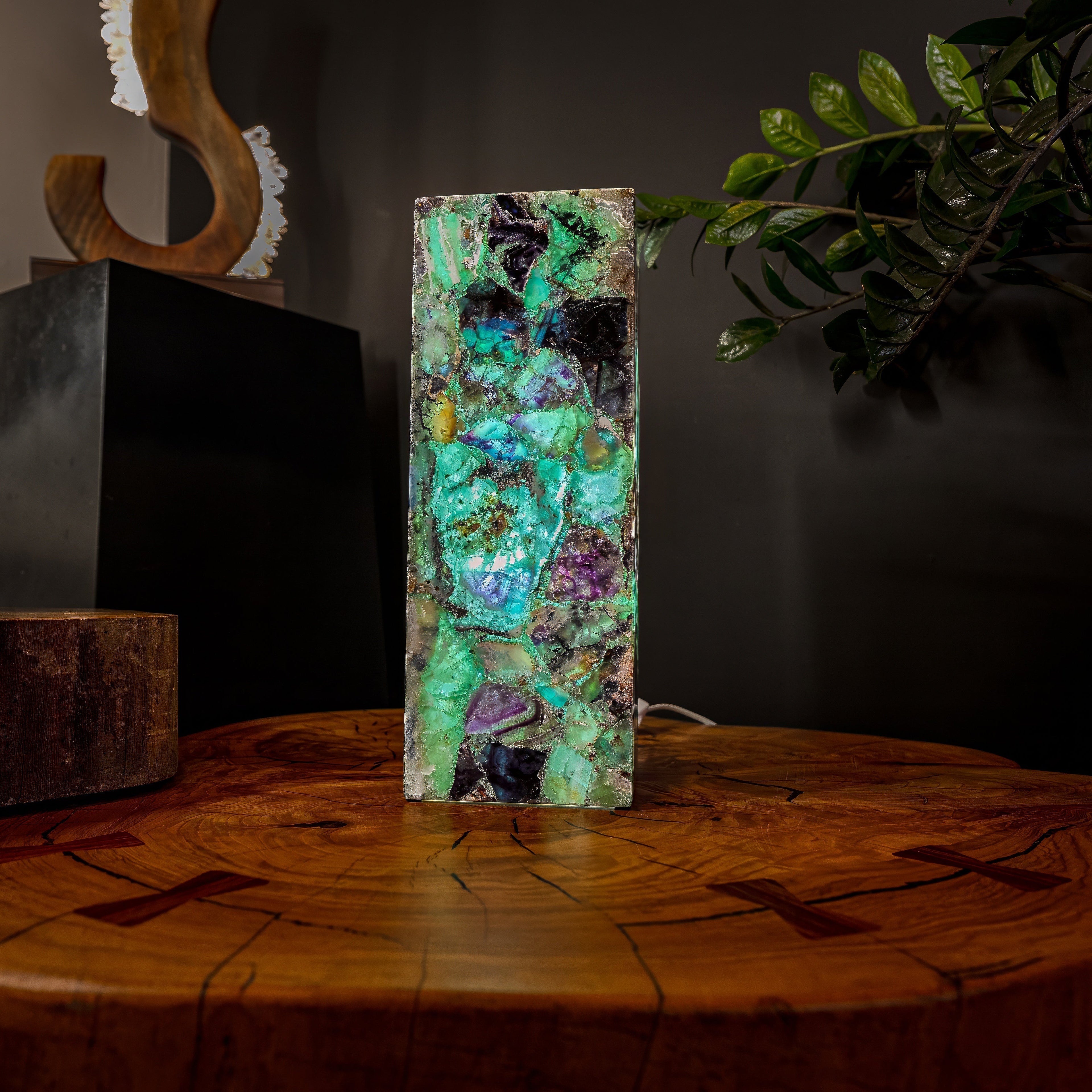 Fluorite Crystal Table Lamp #5 (Small Size)