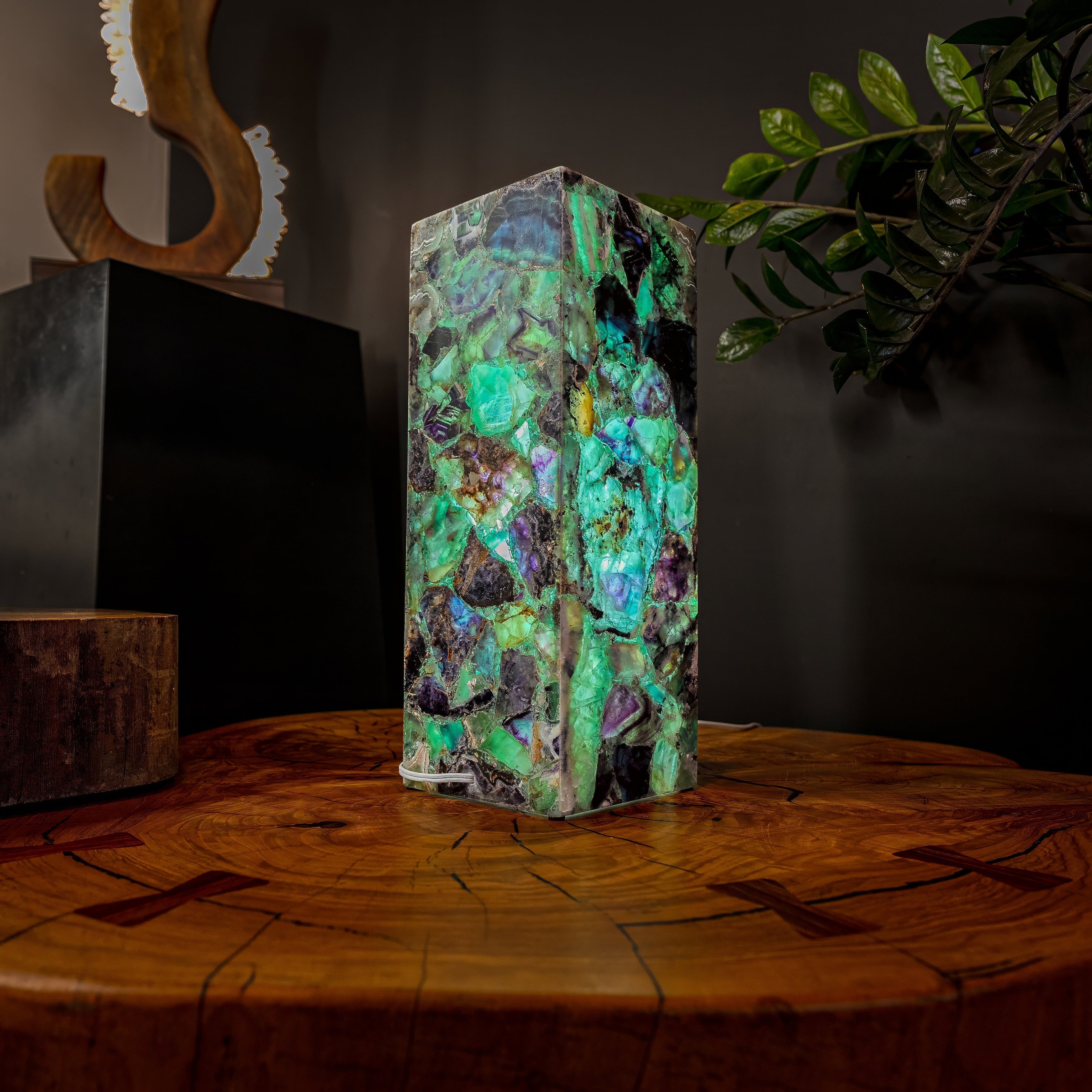 Fluorite Crystal Table Lamp #5 (Small Size)