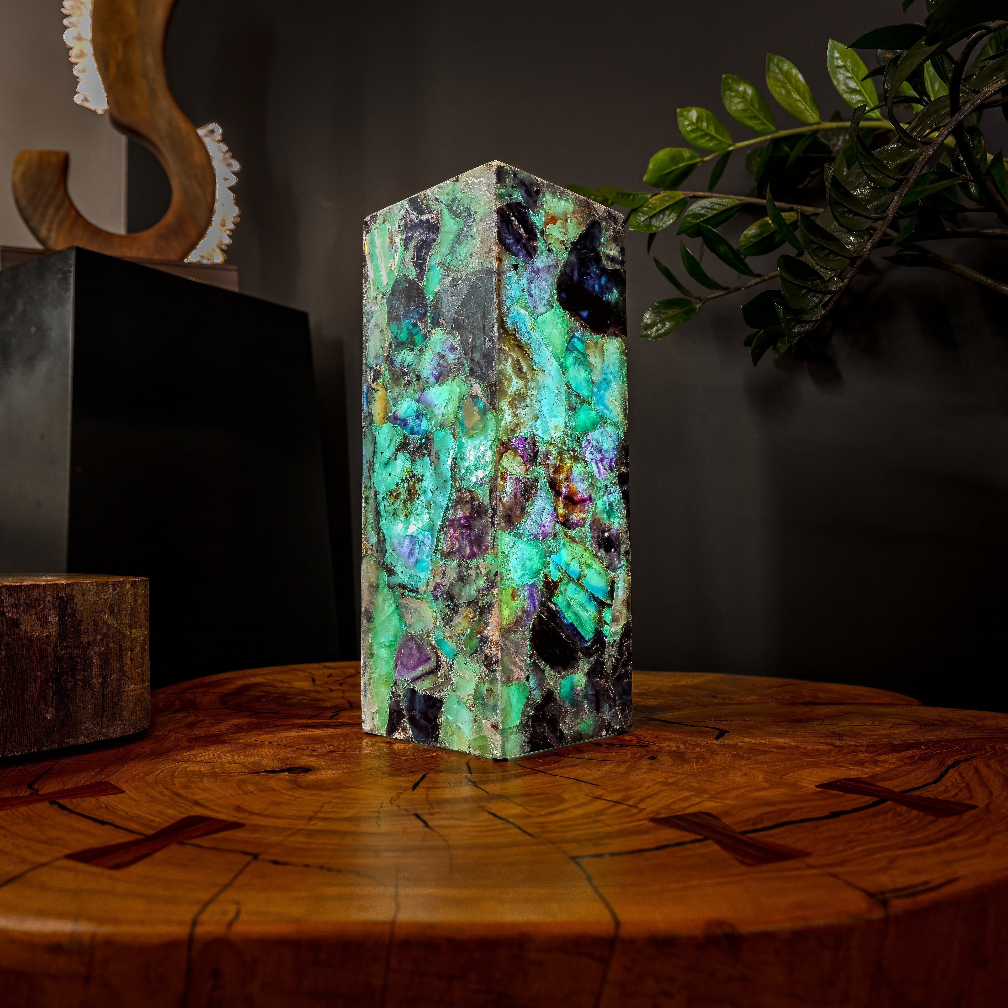 Fluorite Crystal Table Lamp #5 (Small Size)