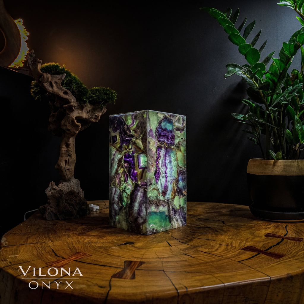 Fluorite Crystal Table Lamp #6 (Miniature Size)