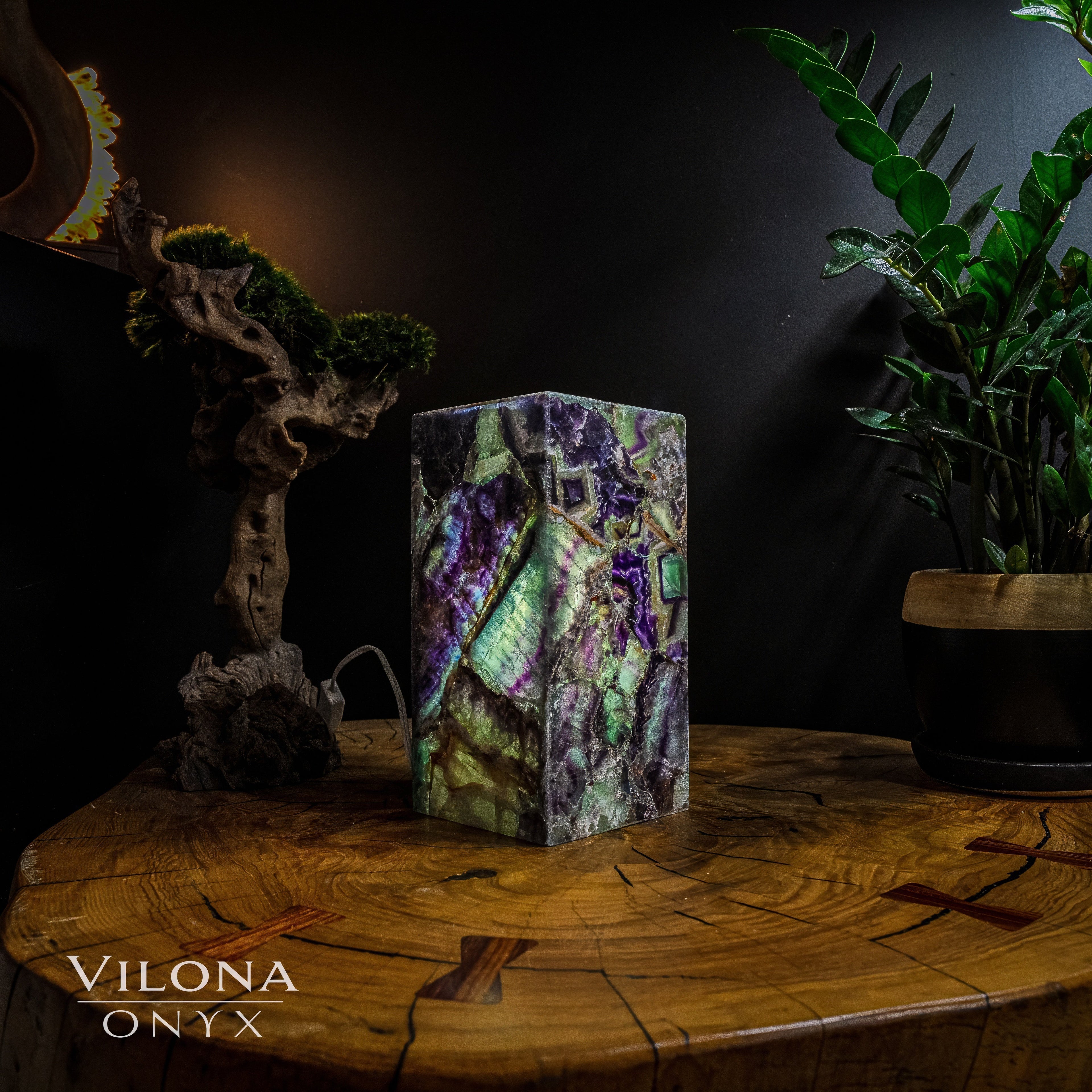Fluorite Crystal Table Lamp #6 (Miniature Size)