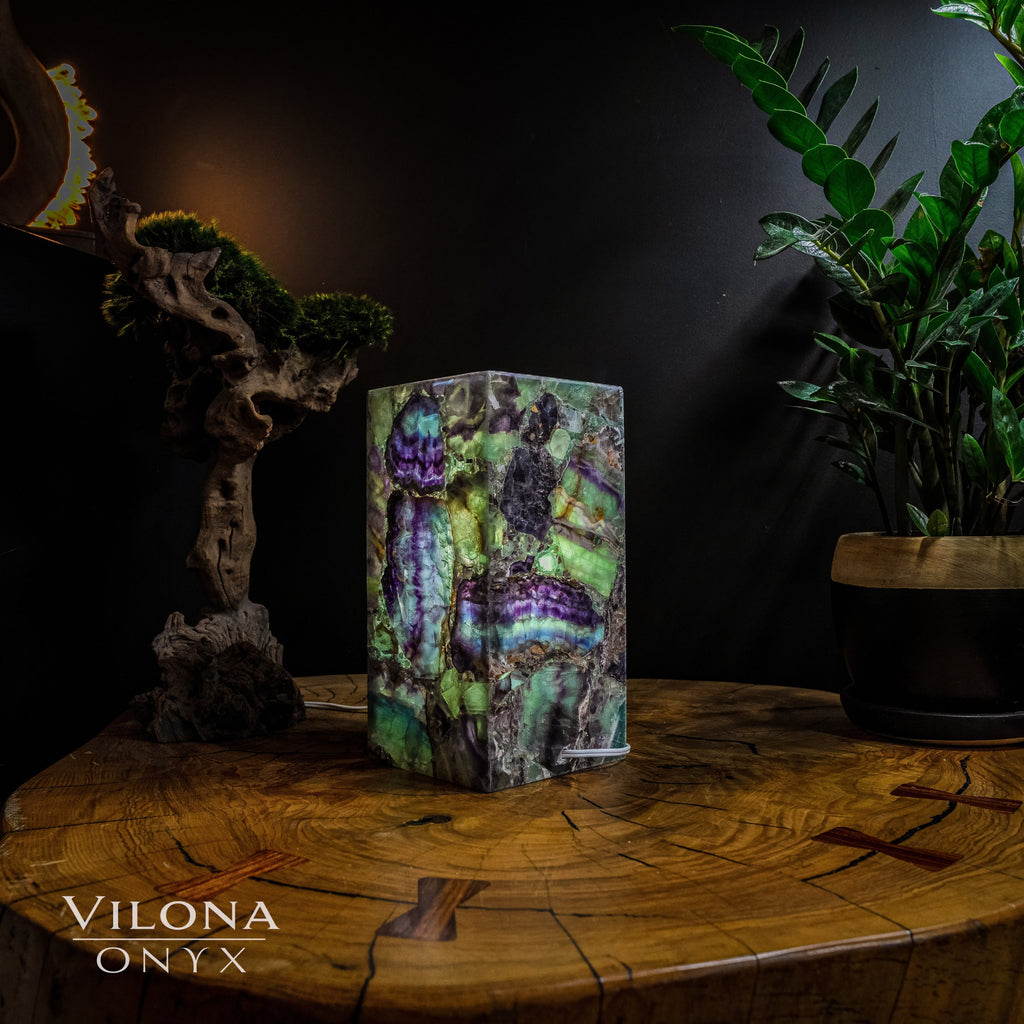 Fluorite Crystal Table Lamp #6 (Miniature Size)