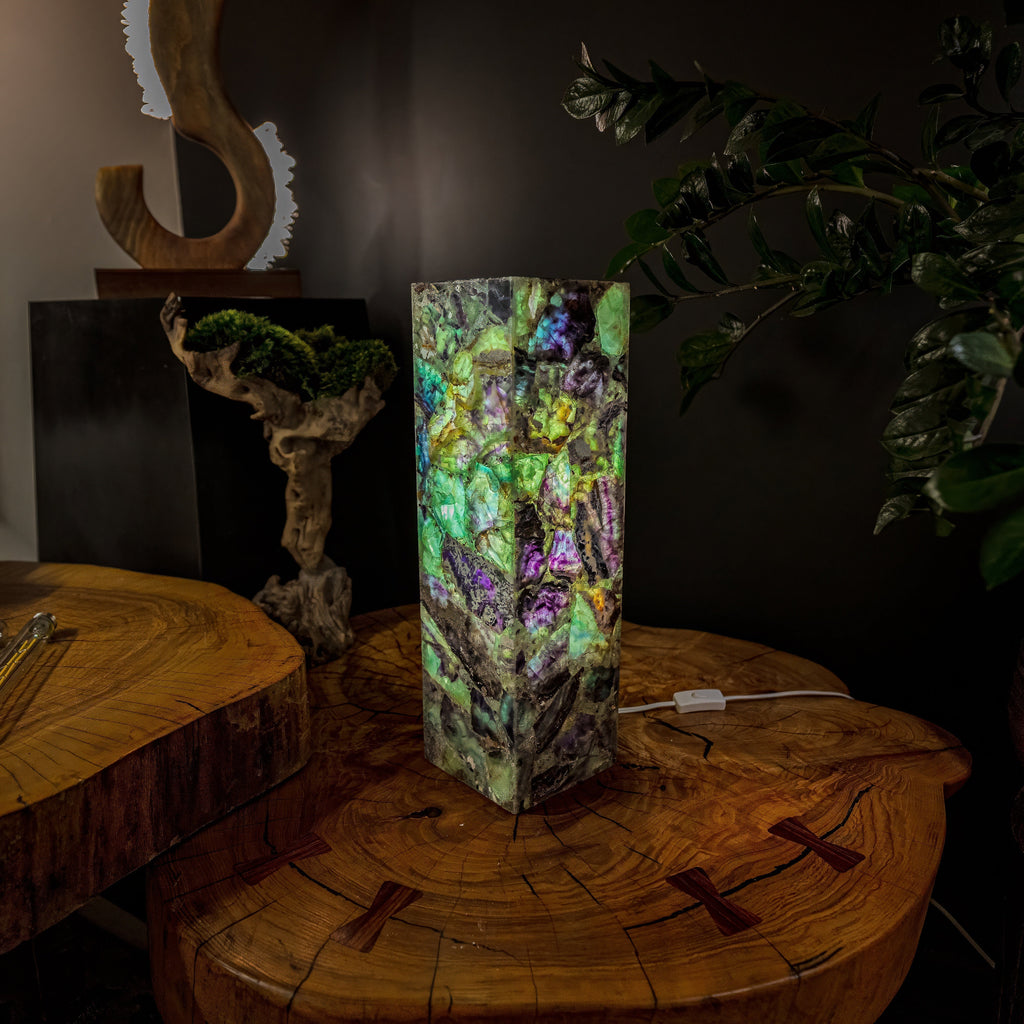 Fluorite Crystal Table Lamp #7 (Small Size)