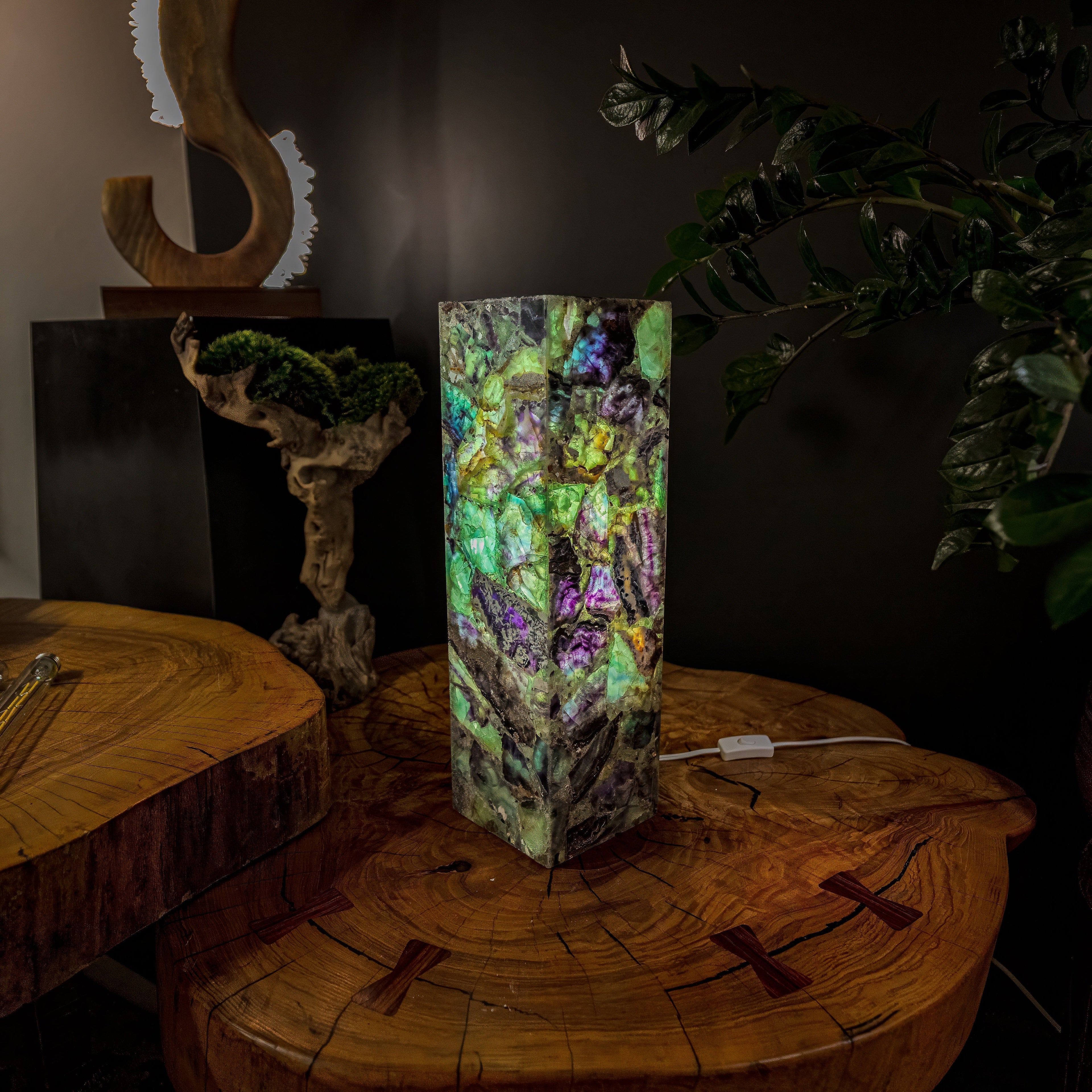 Fluorite Crystal Table Lamp #7 (Small Size)