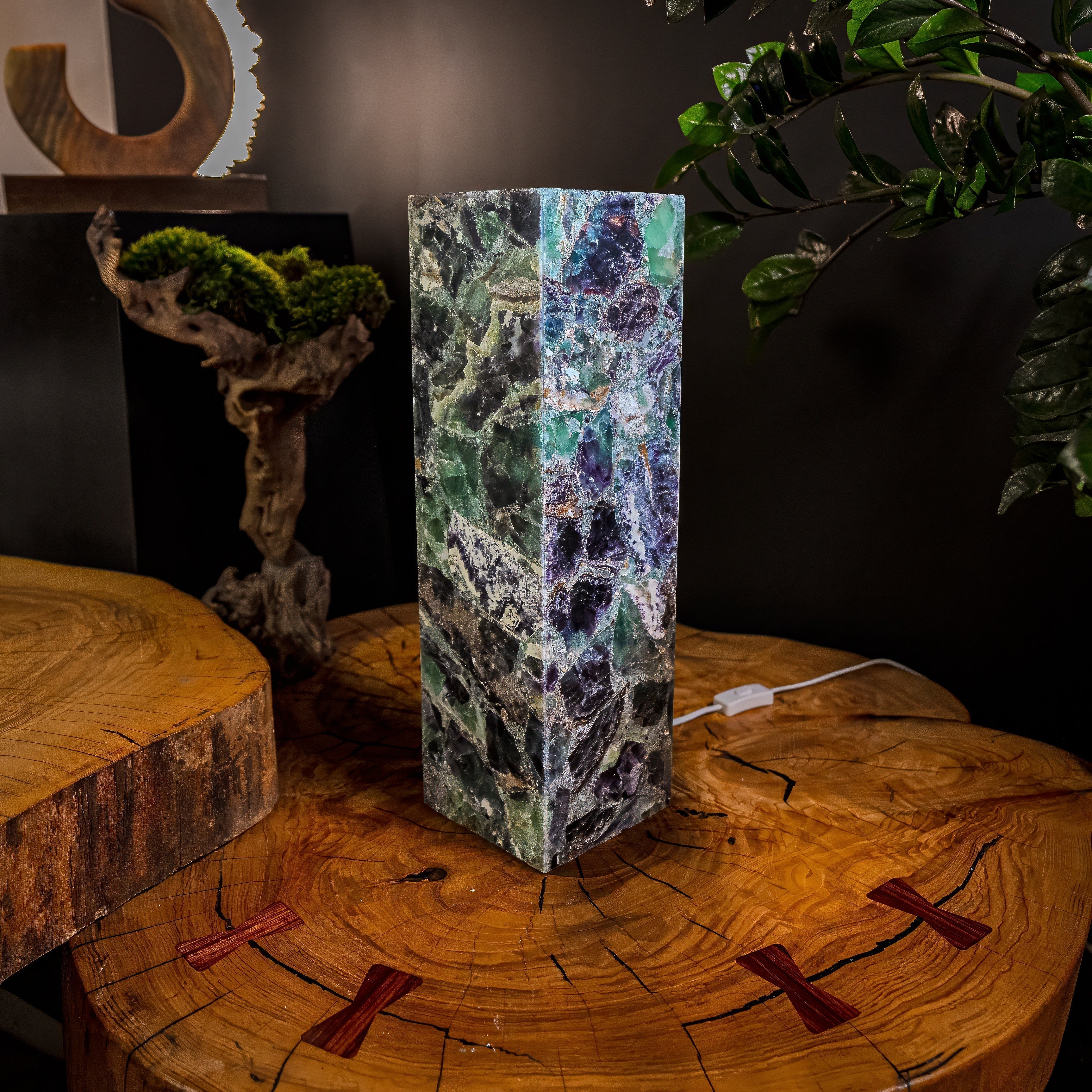 Fluorite Crystal Table Lamp #7 (Small Size)